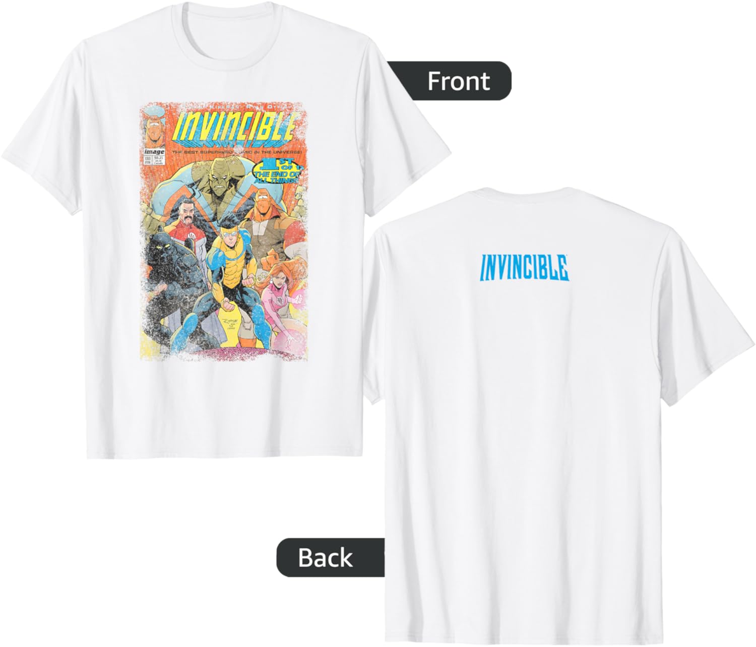 Invincible Distressed Cover Homage T-Shirt for Stylish Casual Wear - 3