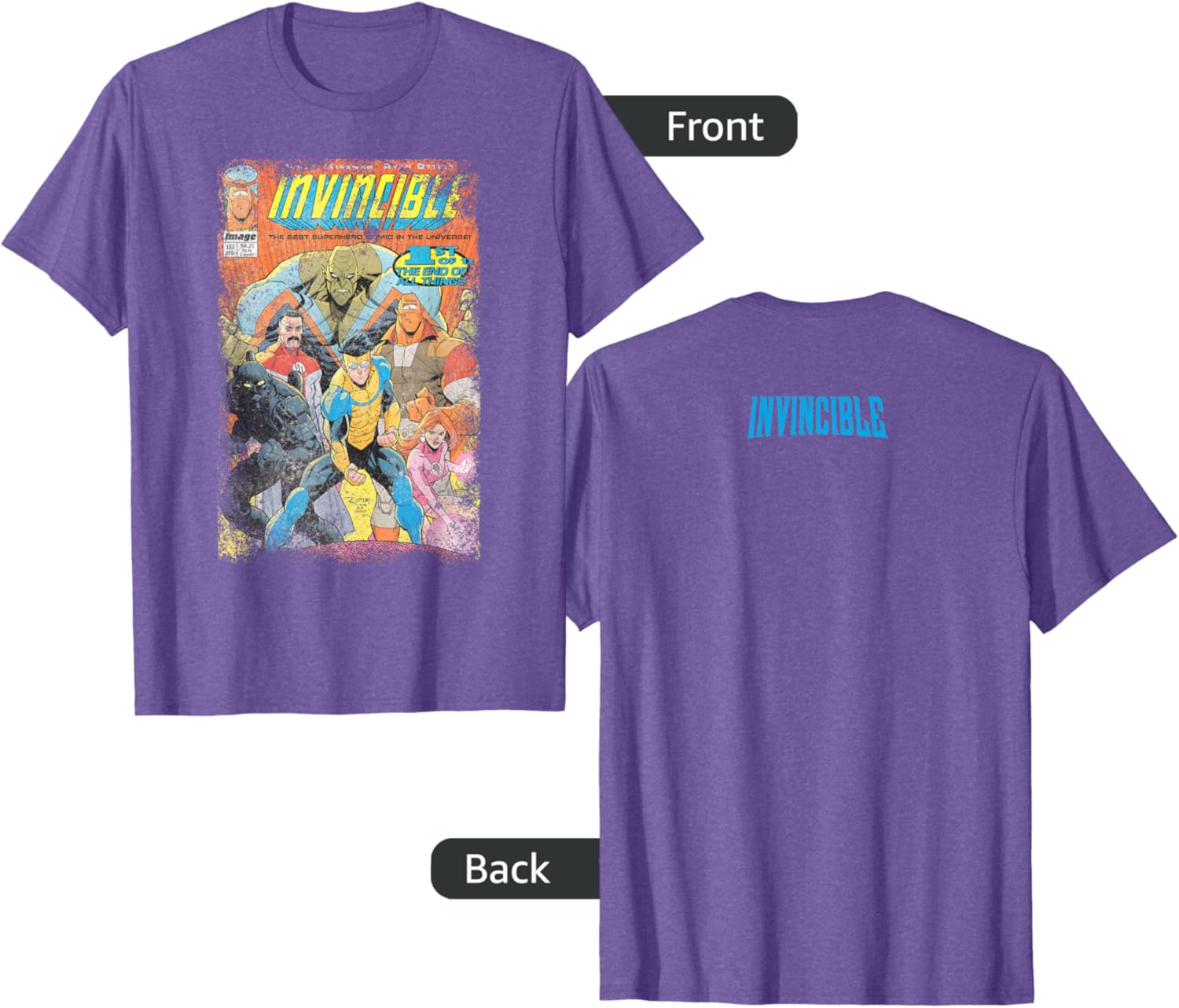 Invincible Distressed Cover Homage T-Shirt for Stylish Casual Wear - 4