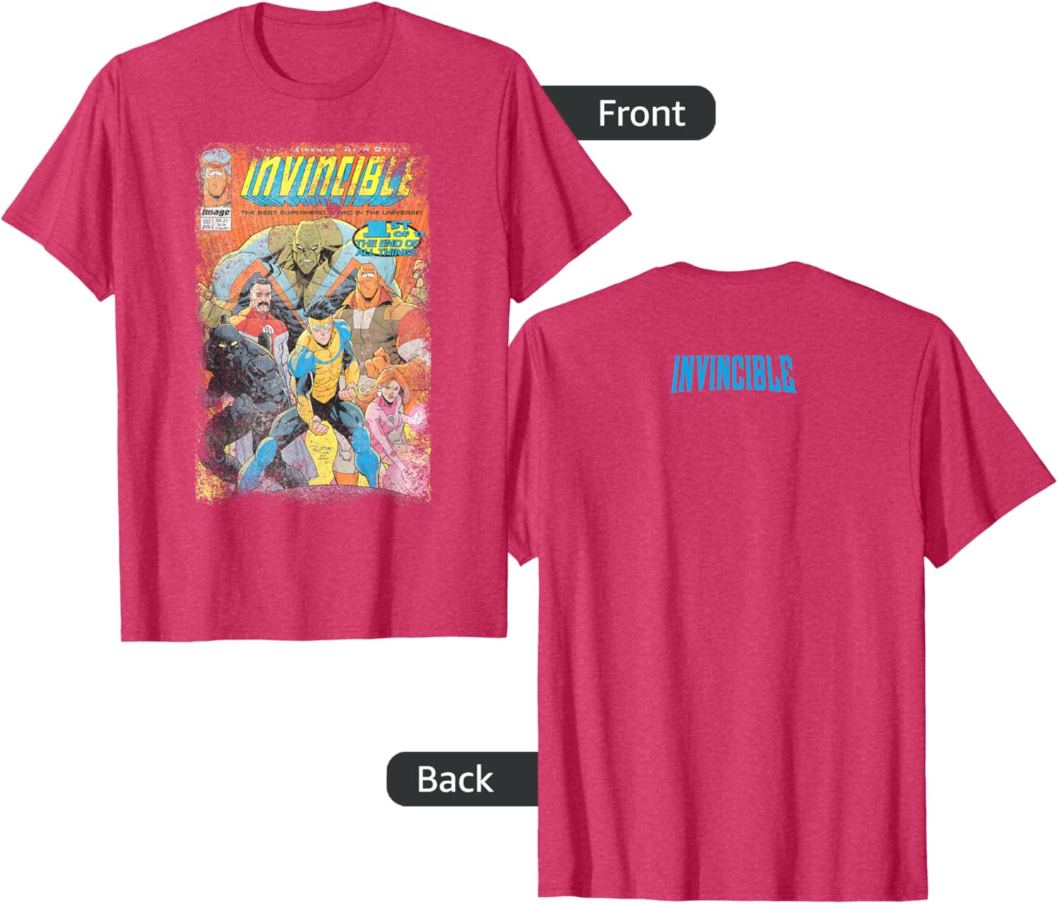 Invincible Distressed Cover Homage T-Shirt for Stylish Casual Wear - 5