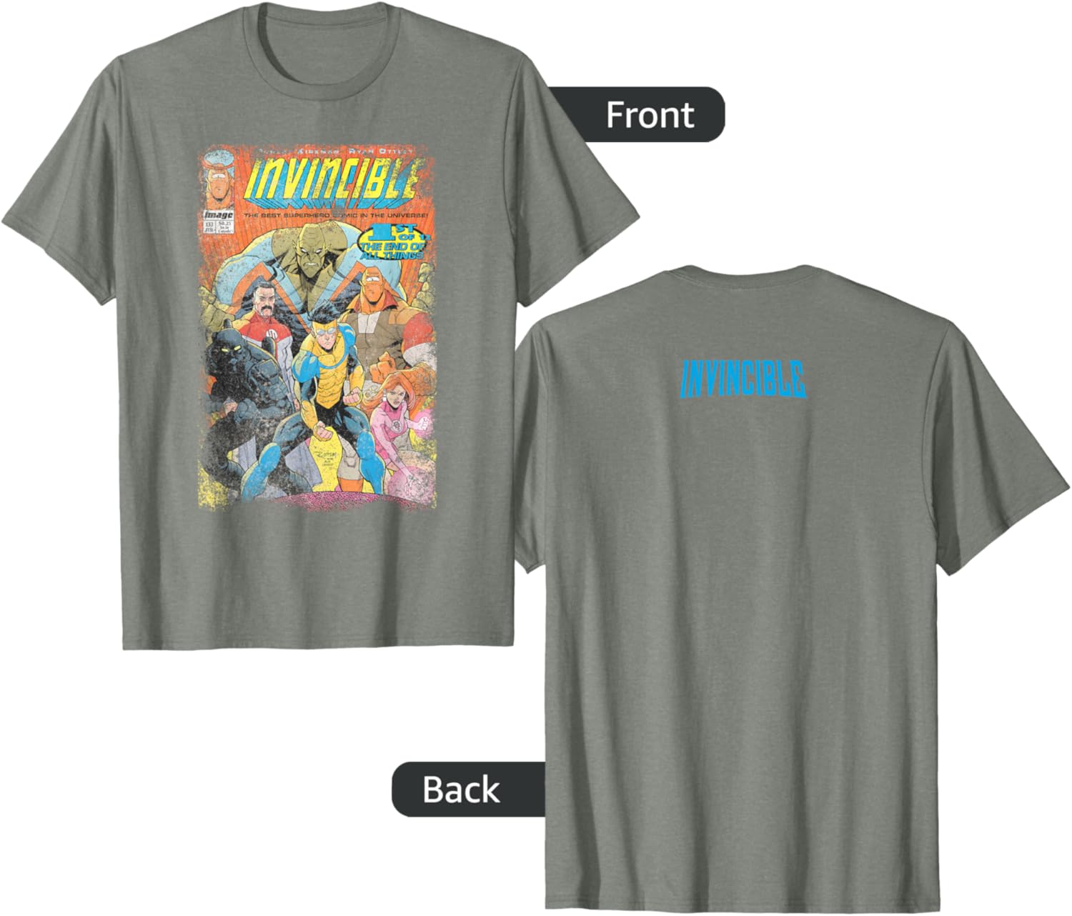 Invincible Distressed Cover Homage T-Shirt for Stylish Casual Wear - 2