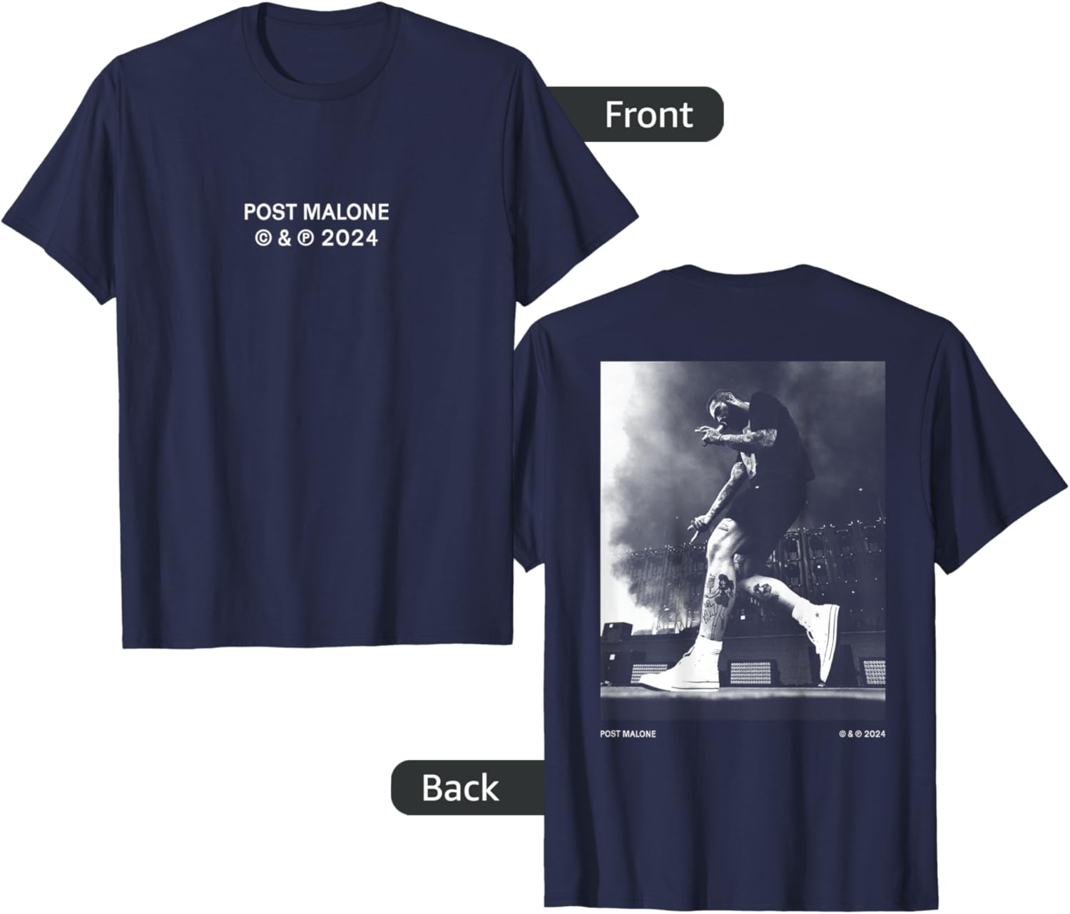 Official Post Malone Stage Photo Back T-Shirt for Music Fans and Collectors - 5