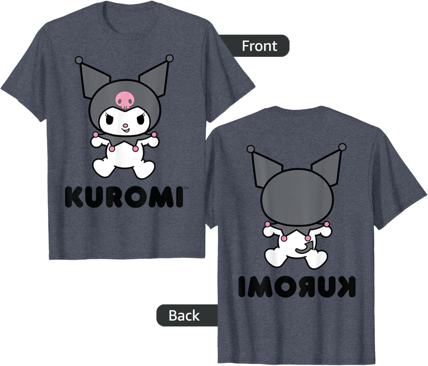 Sanrio Kuromi Character Grey T-Shirt for Cute and Stylish Outfits - 12