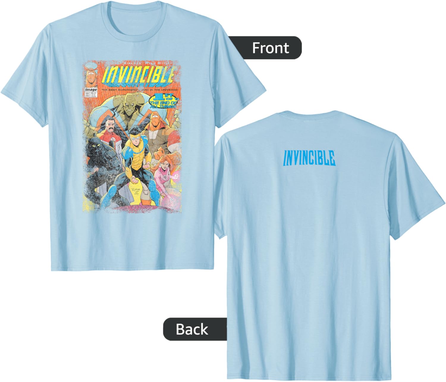 Invincible Distressed Cover Homage T-Shirt for Stylish Casual Wear - 7