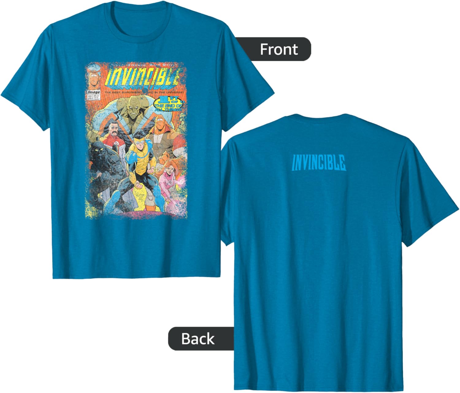 Invincible Distressed Cover Homage T-Shirt for Stylish Casual Wear - 8