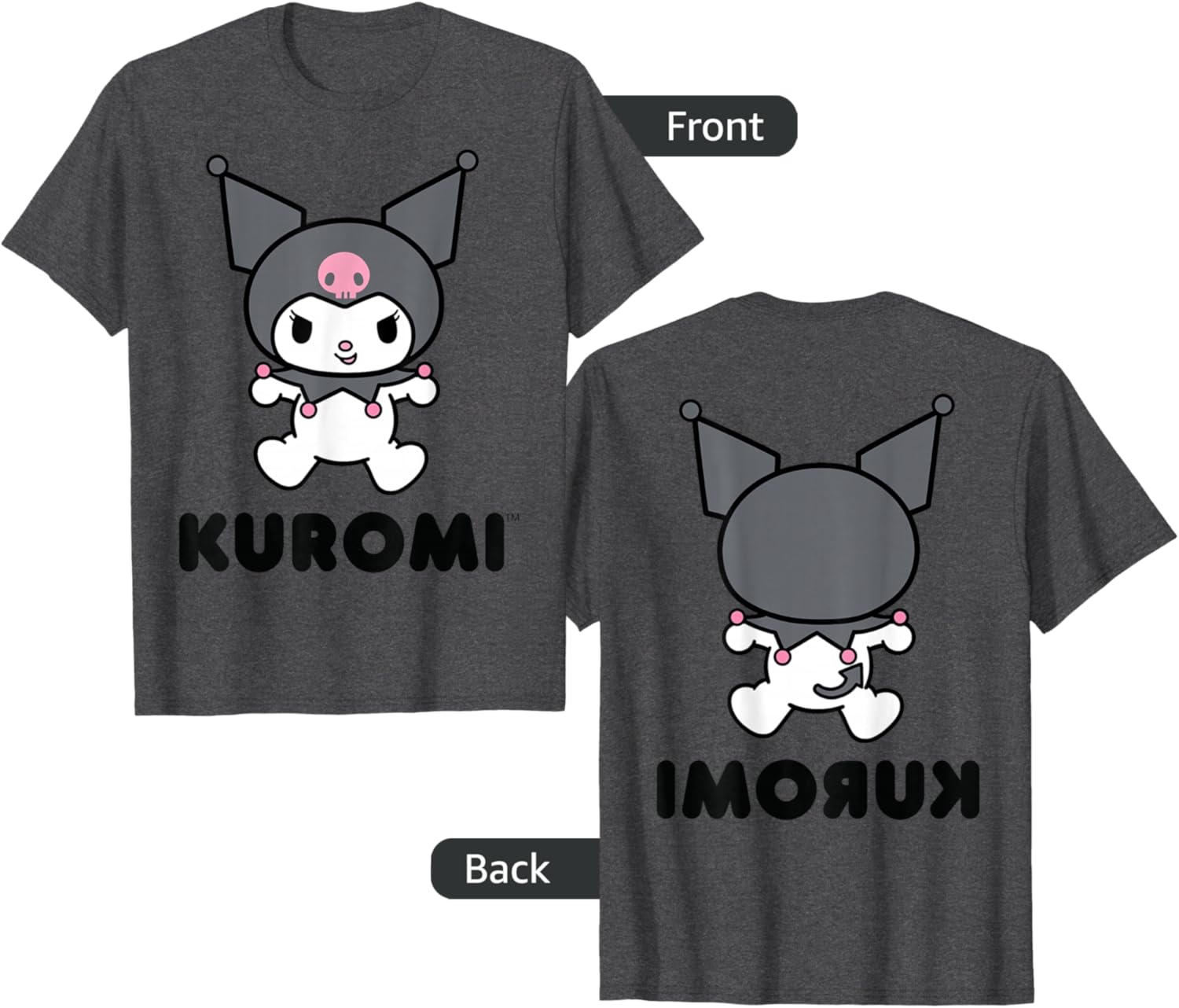 Sanrio Kuromi Character Grey T-Shirt for Cute and Stylish Outfits - 2
