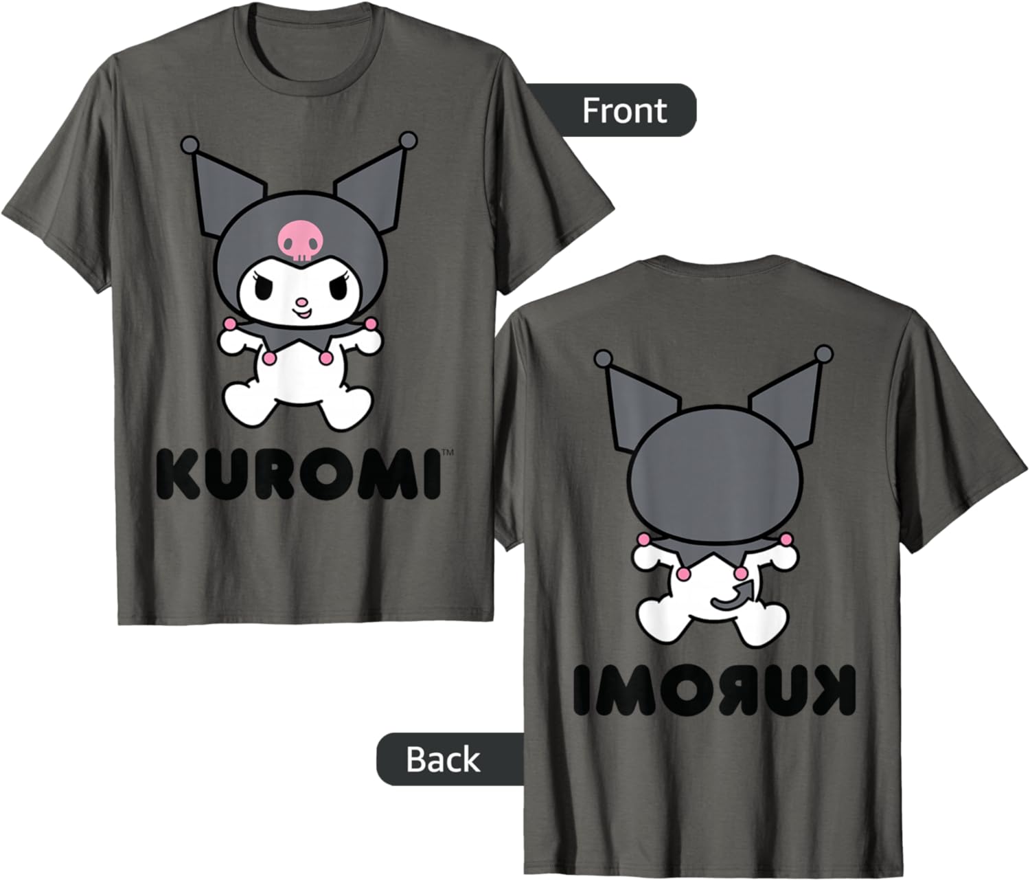 Sanrio Kuromi Character Grey T-Shirt for Cute and Stylish Outfits - 1