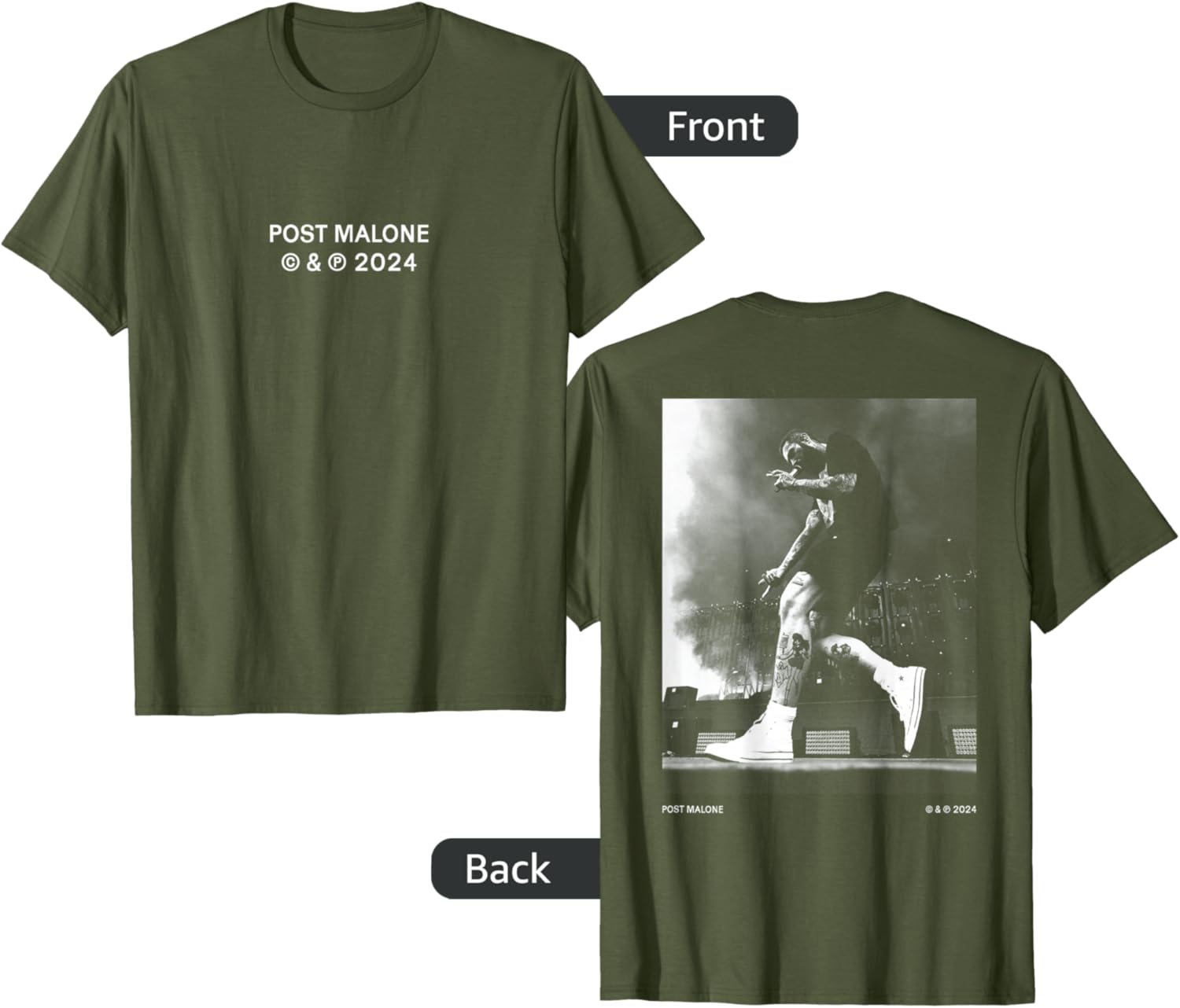 Official Post Malone Stage Photo Back T-Shirt for Music Fans and Collectors - 3