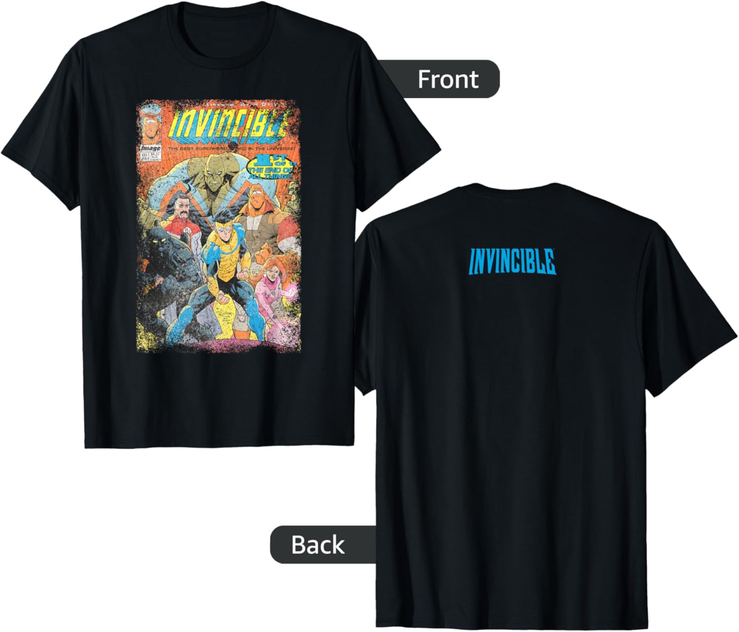 Invincible Distressed Cover Homage T-Shirt for Stylish Casual Wear - 1