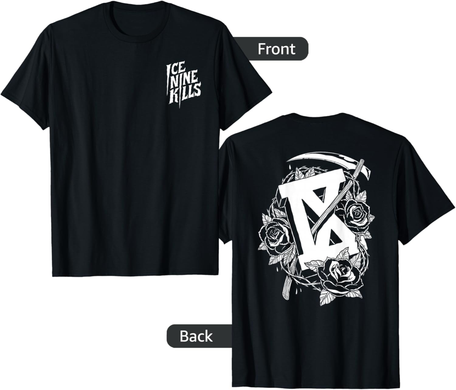 Ice Nine Kills Floral T-Shirt for Adults - Stylish Black Design, Small - 1