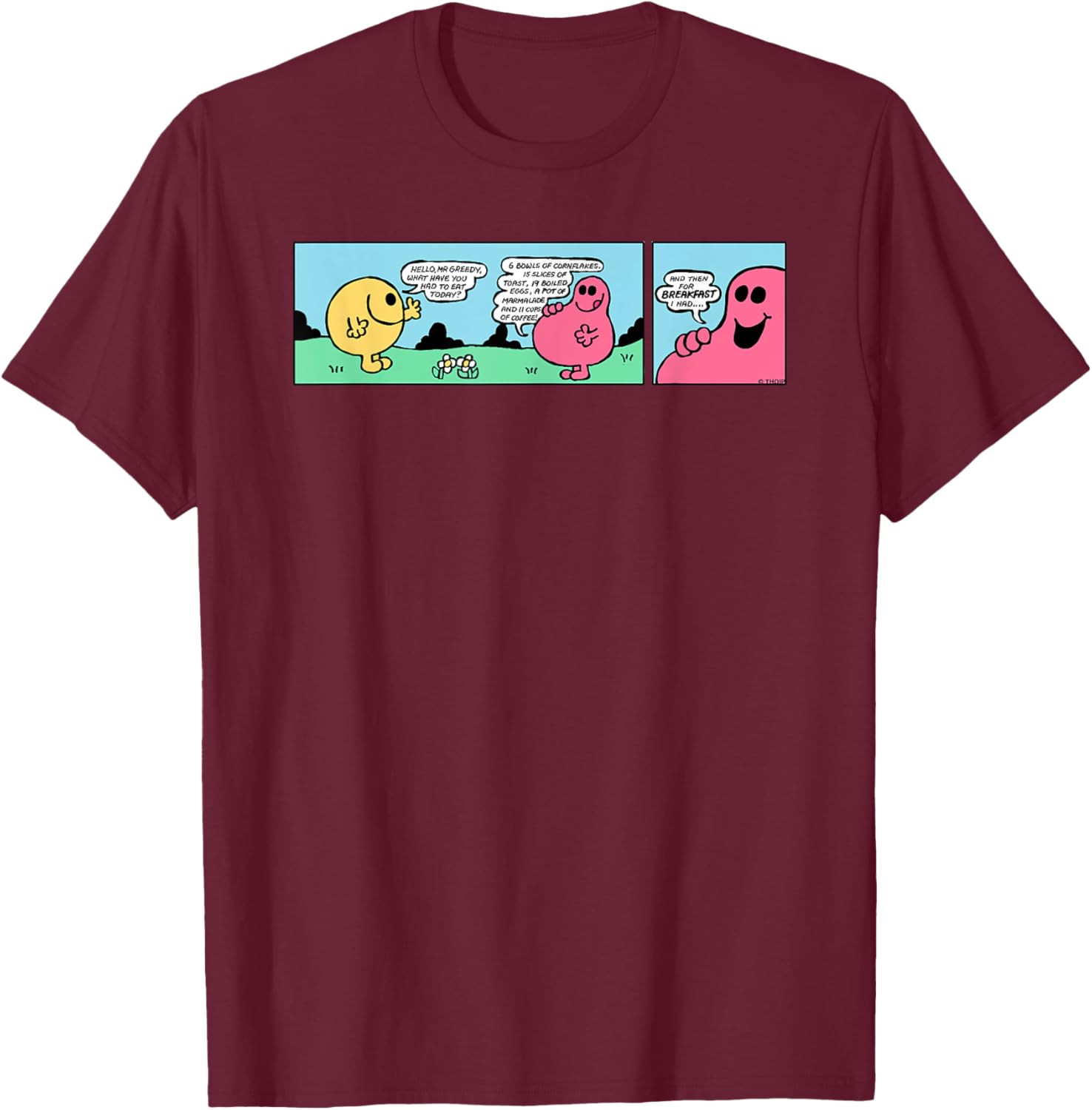 Mr Men Mr Greedy Retro Comic Book T-Shirt Colorful Fun Apparel - 11