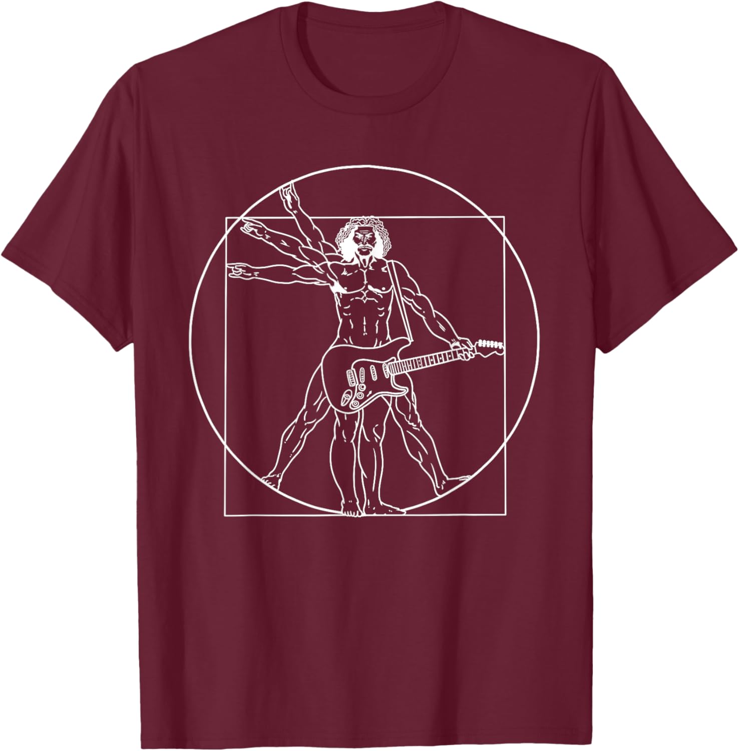 Guitar Da Vinci Vitruvian Man Musician T-Shirt for Guitar Lovers - 17