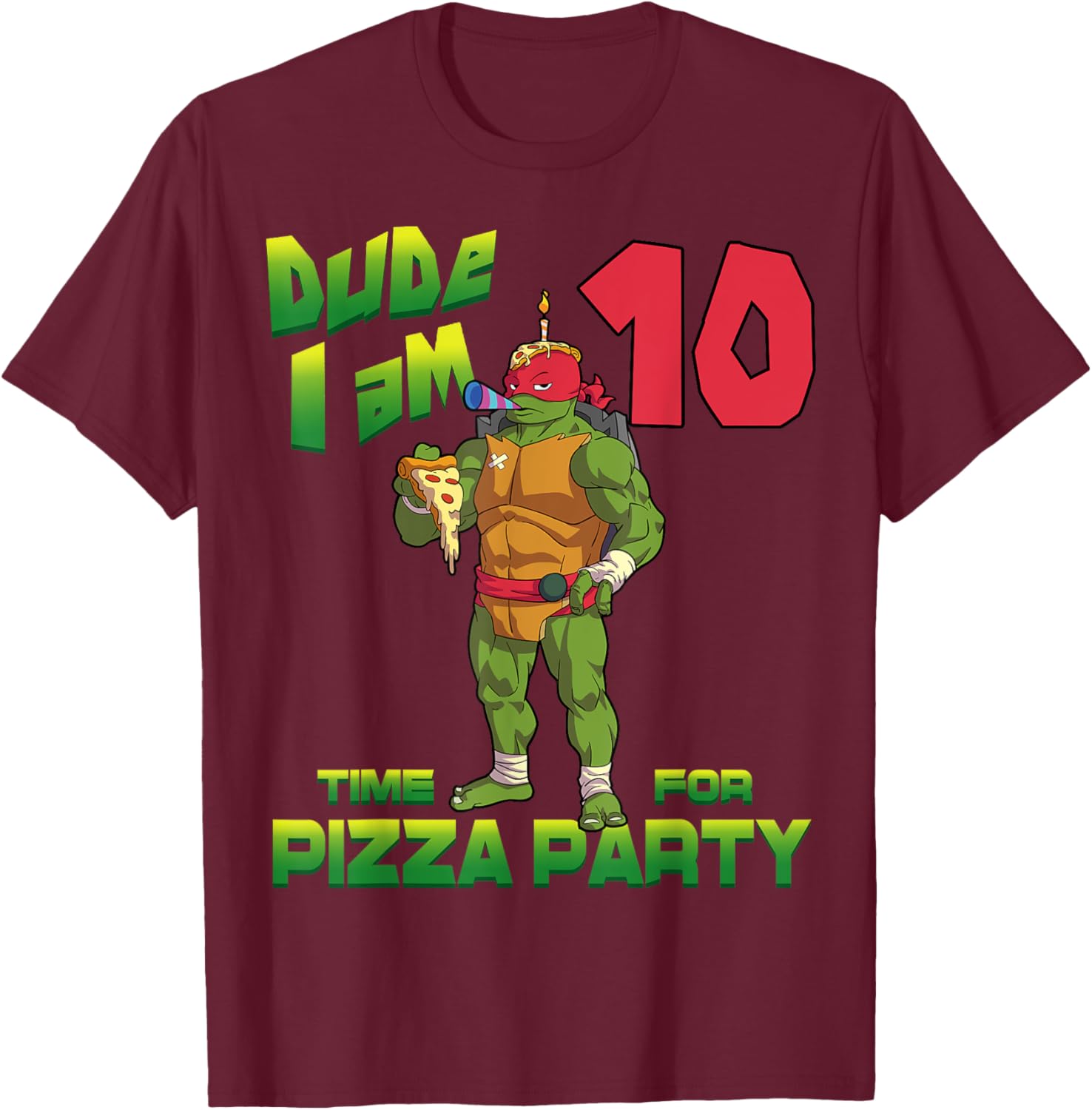 Mademark Teenage Mutant Ninja Turtles Raphael Pizza Birthday T-Shirt - 11