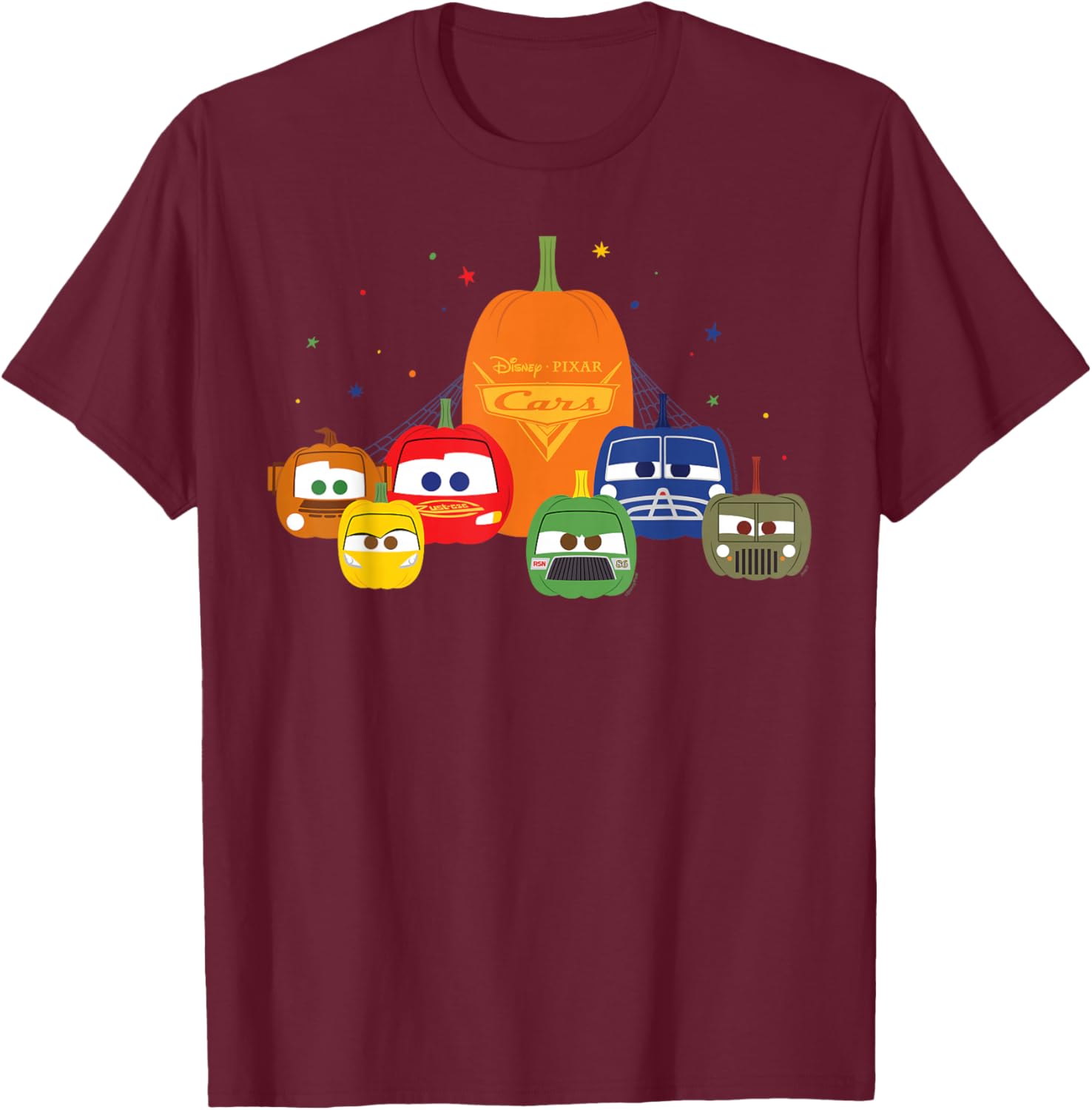 Disney Pixar Cars Halloween Pumpkin Group T-Shirt for Kids and Families - 1