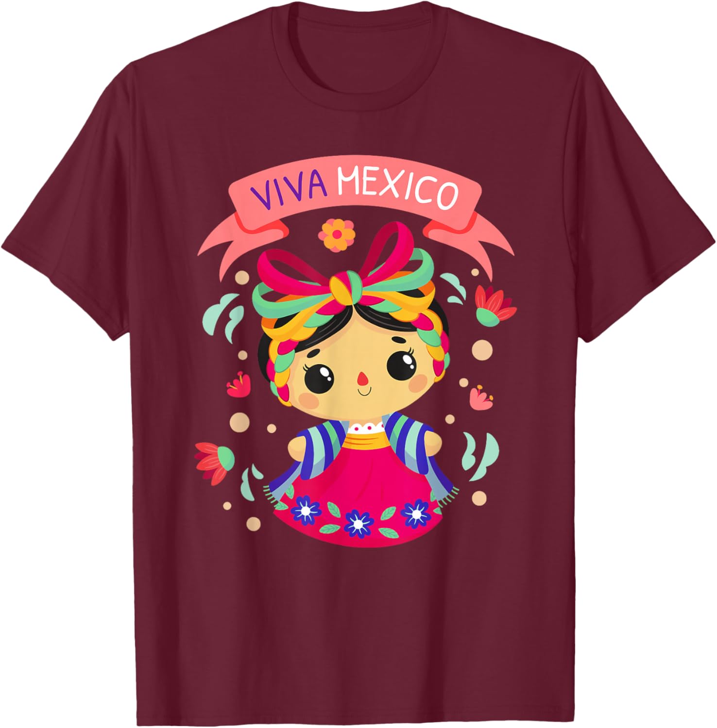 Viva Mexico Girls Floral Independence Day T-Shirt for Kids - 1