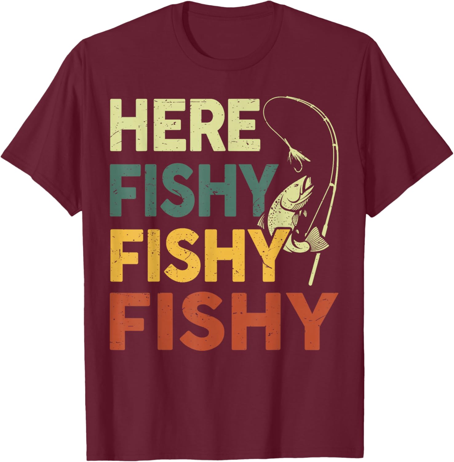Funny Fishing Shirt for Dad - Men Here Fishy Graphic Tee for Bass Lovers - 9