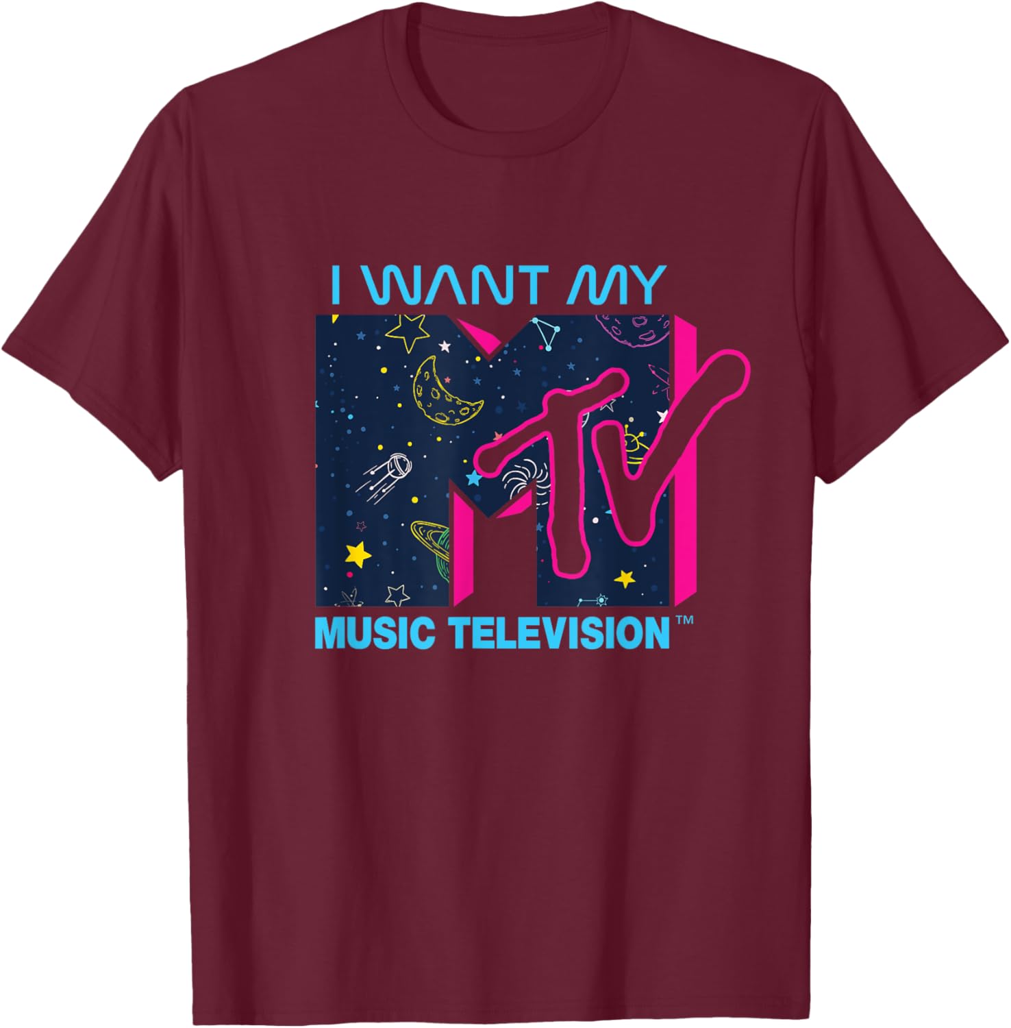 Mademark x MTV Official I Want My MTV Logo Space T-Shirt for Fans - 8