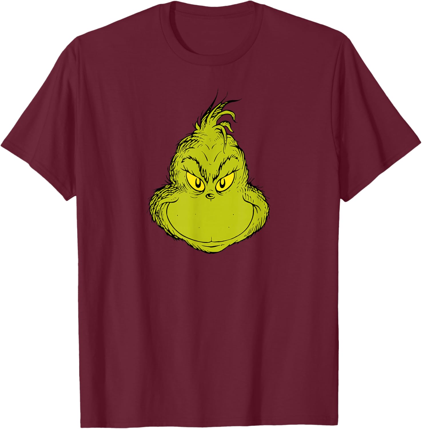 Classic Dr. Seuss Grinch Face T-Shirt for Fun Holiday Style - 11