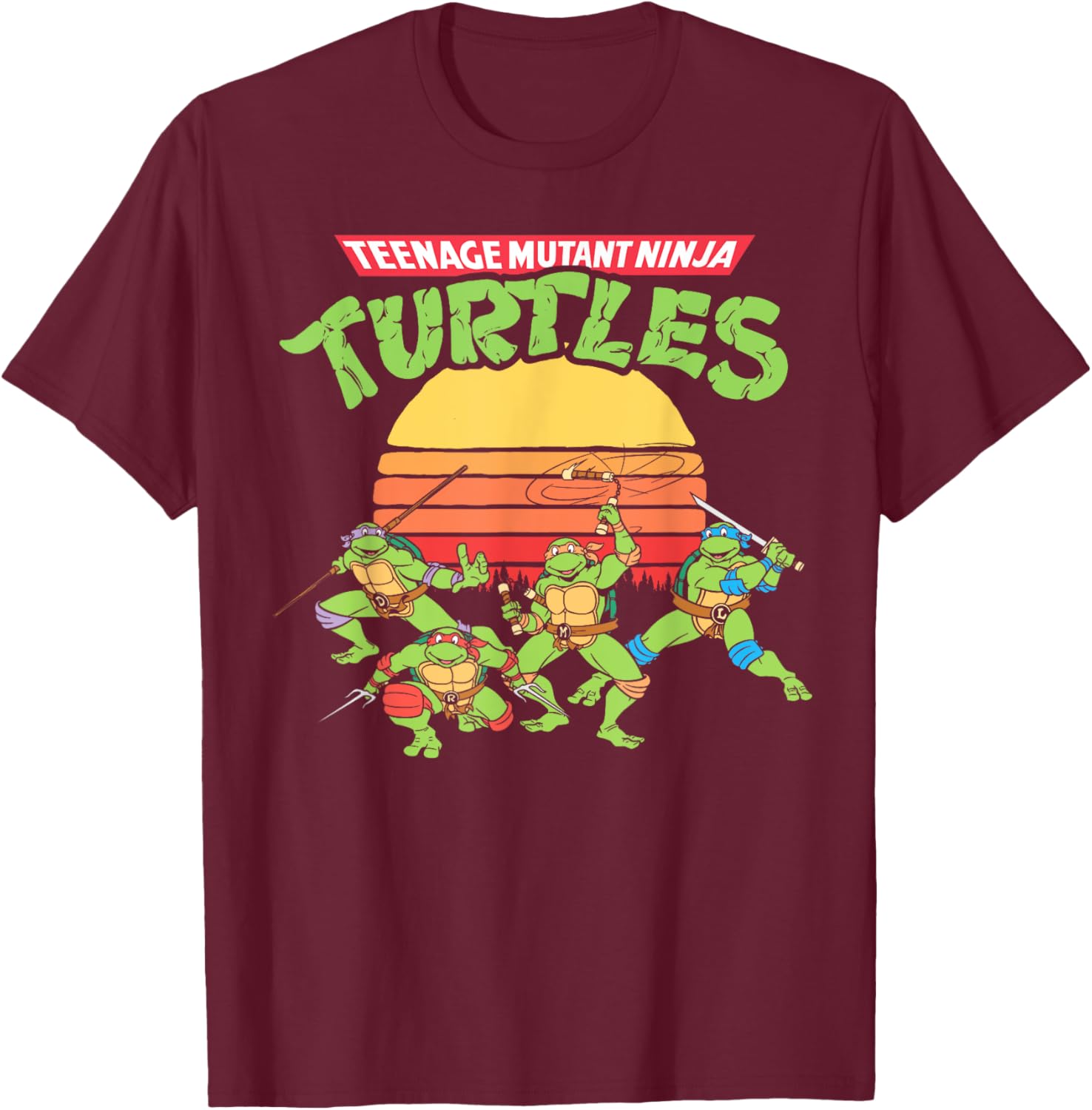 Mademark Teenage Mutant Ninja Turtles Retro Logo Eighties Sunset T-Shirt - 19