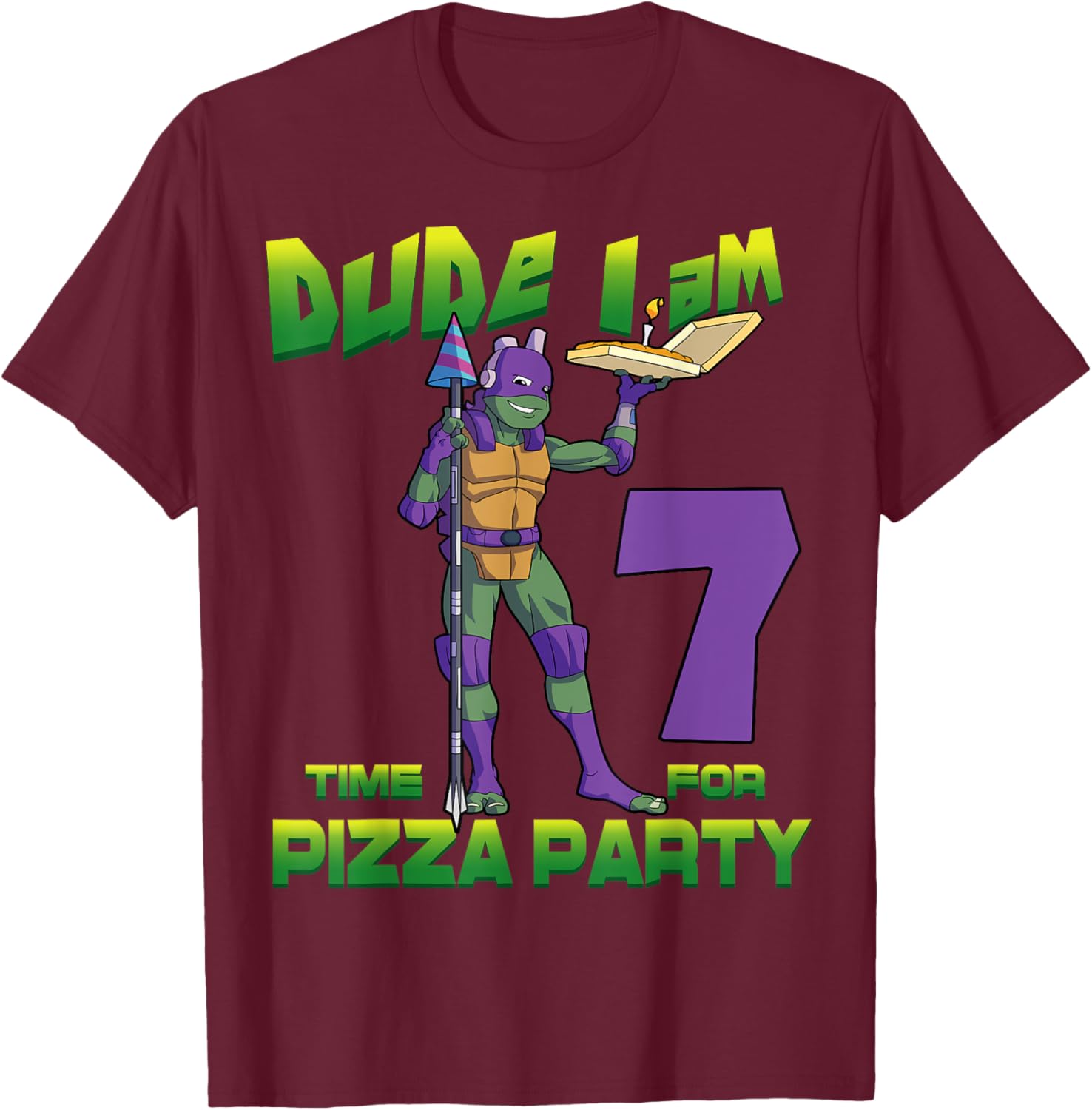 Cool TMNT Donatello Pizza Birthday Party T-Shirt for 7 Year Old Boys - 17