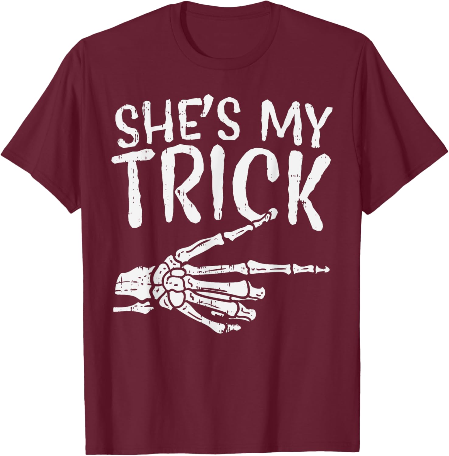 Cute Boyfriend T-Shirt for Matching Halloween Costume - She’s My Trick Design - 2