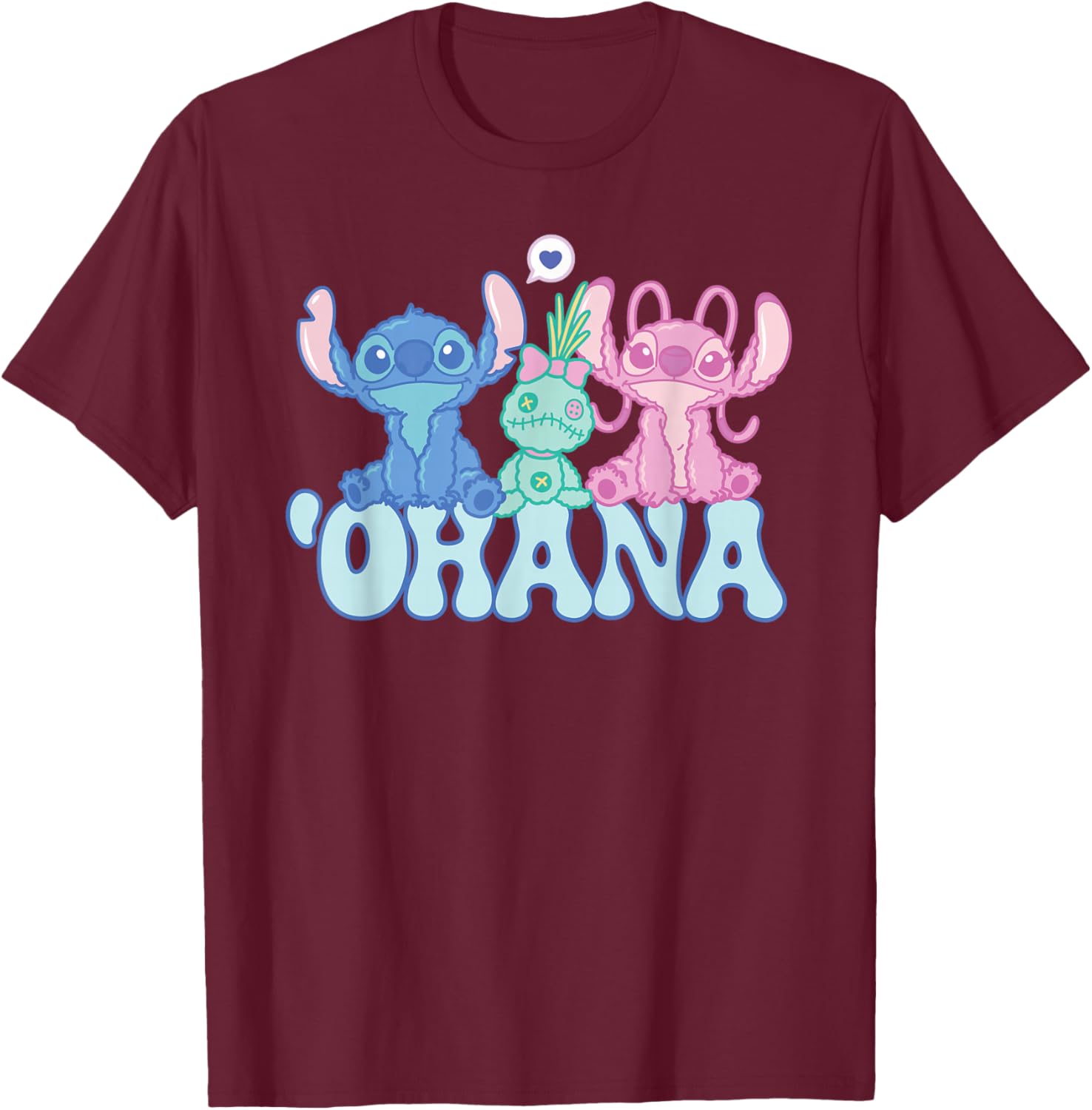 Cute Disney Stitch Ohana T-Shirt with Angel and Scrump for Kids and Adults - 21