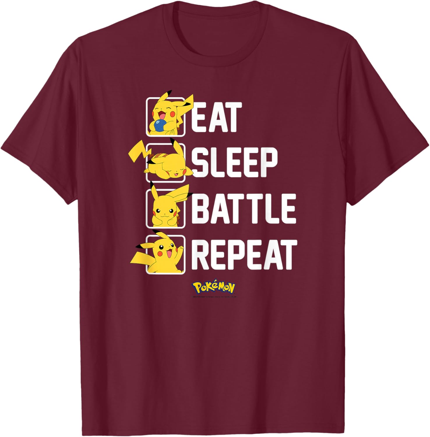 Pikachu Eat Sleep Battle Repeat T-Shirt for Pokémon Fans and Gamers - 1