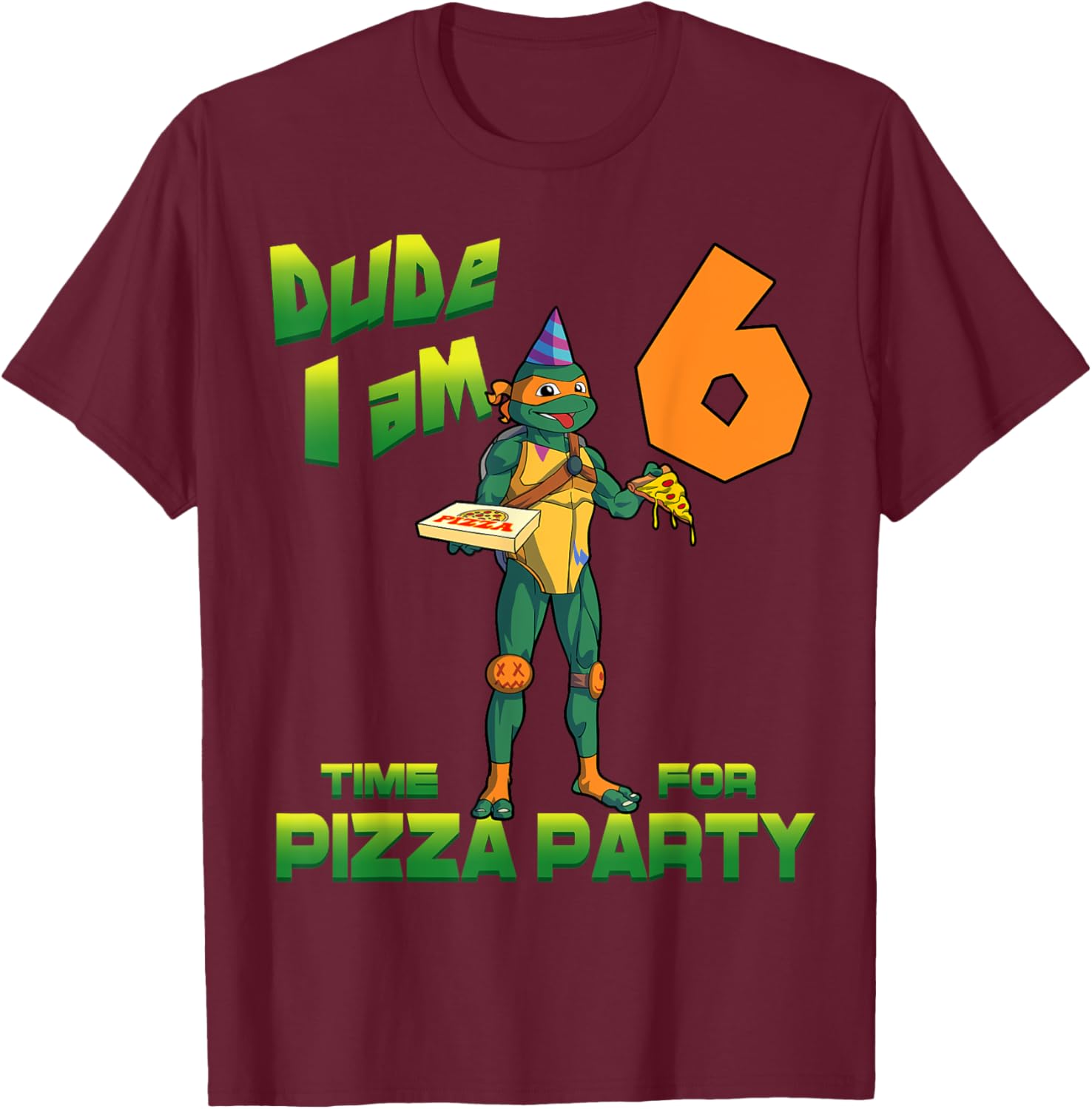 Mademark TMNT Michelangelo Pizza Birthday T-Shirt for 6 Year Olds - 21