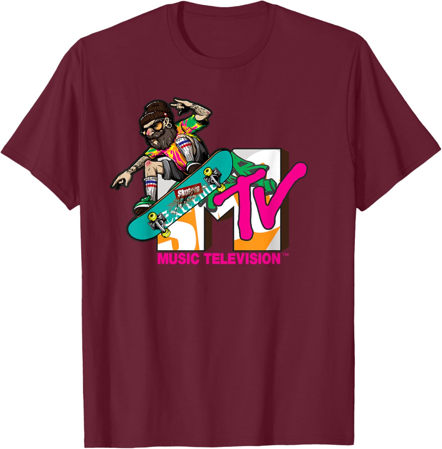 Mademark x MTV Hipster Skater T-Shirt - Trendy Logo Graphic Tee - 18
