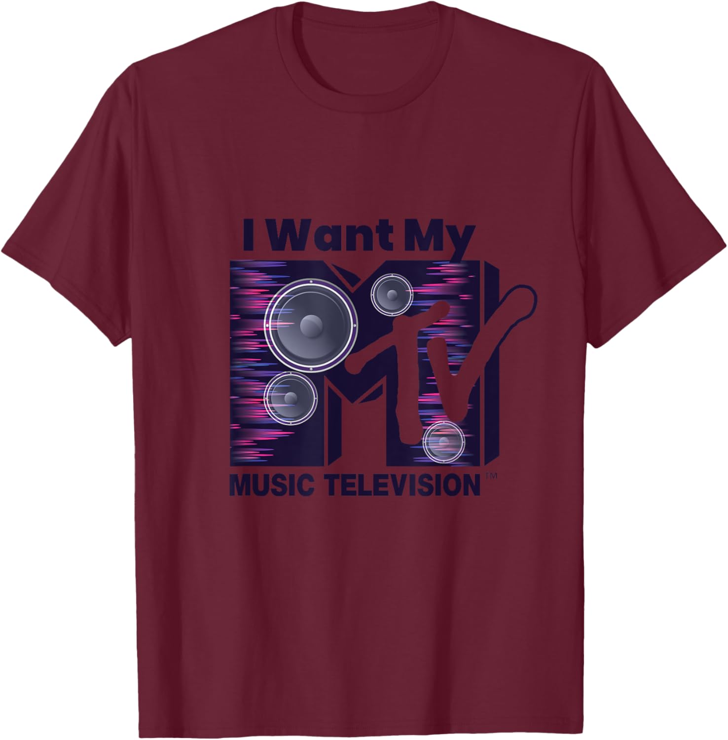 Mademark x MTV Violet Blue T-Shirt with Iconic Logo and Boom Box Design - 17