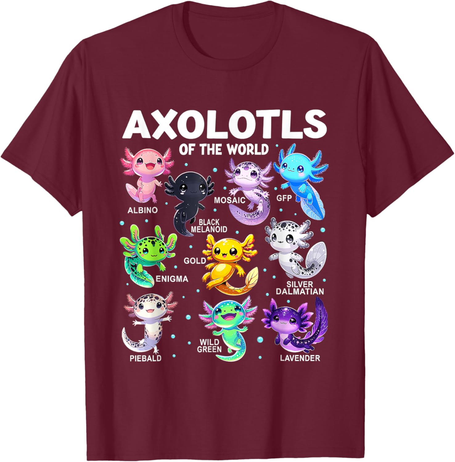 Kawaii Axolotl Graphic Tee Cute Animal T-Shirt for Axolotl Lovers - 20