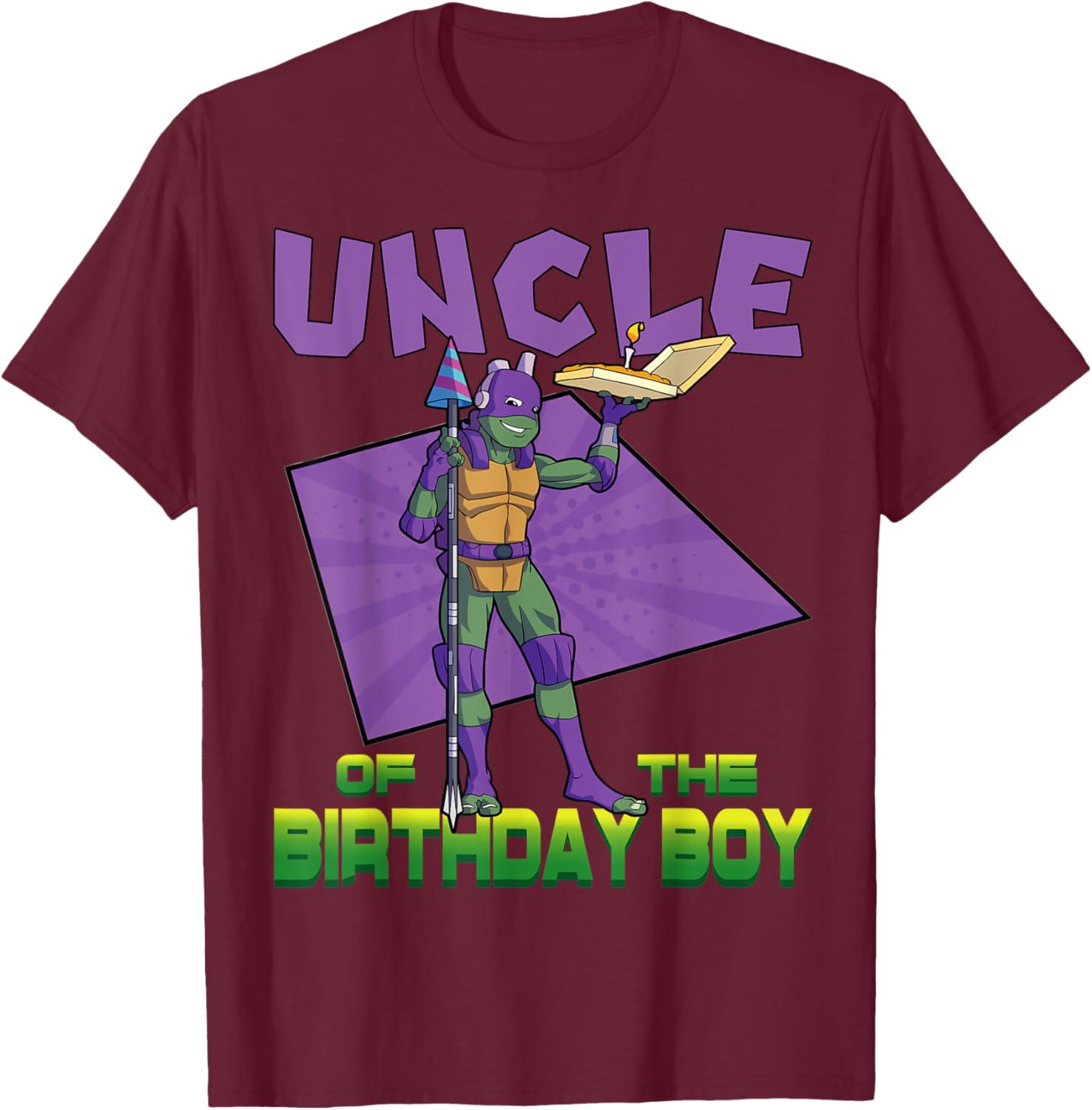 Mademark TMNT Donnie Uncle Birthday Boy Pizza Party T-Shirt for Kids - 4