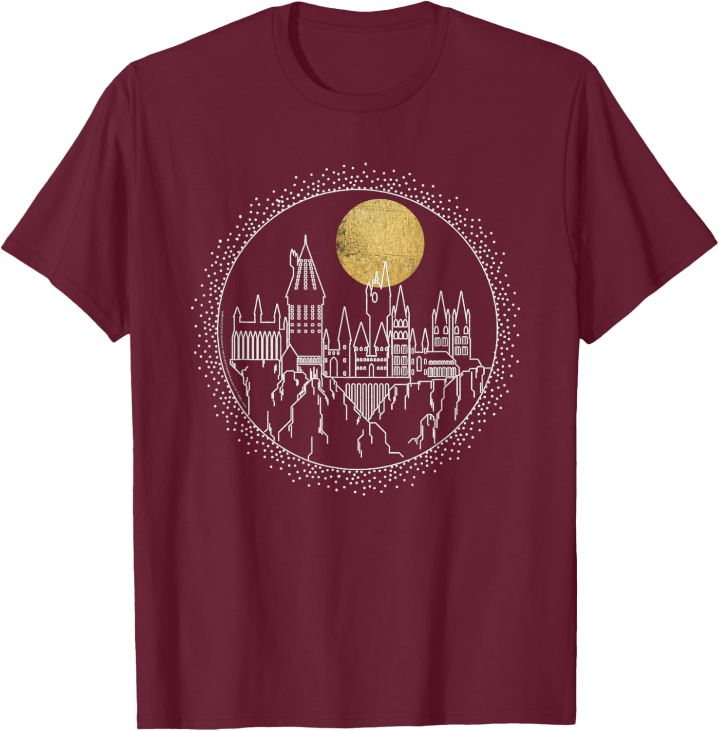 Harry Potter Hogwarts Full Moon Line Art T-Shirt for Fans and Wizards - 1