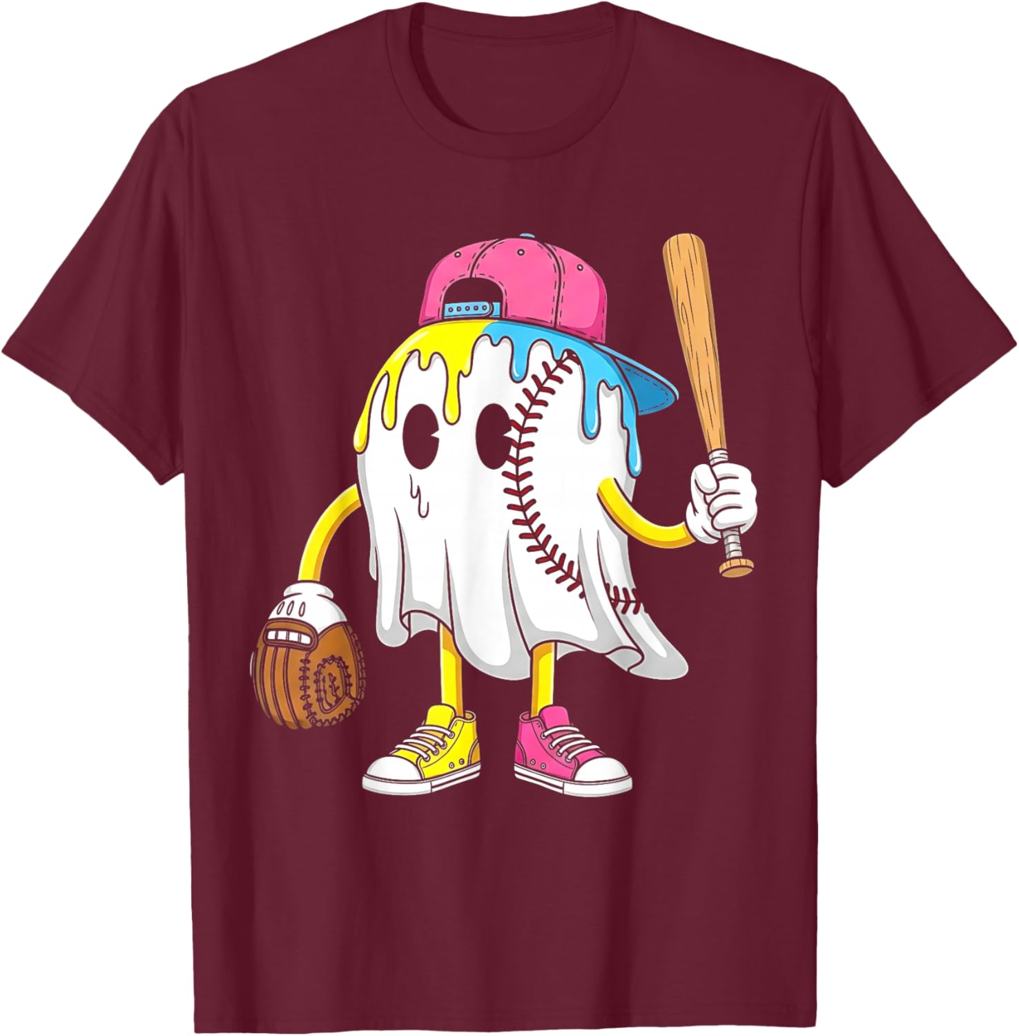 Funny Halloween Baseball Shirt for Boys with Ghost Graphic Design - 8