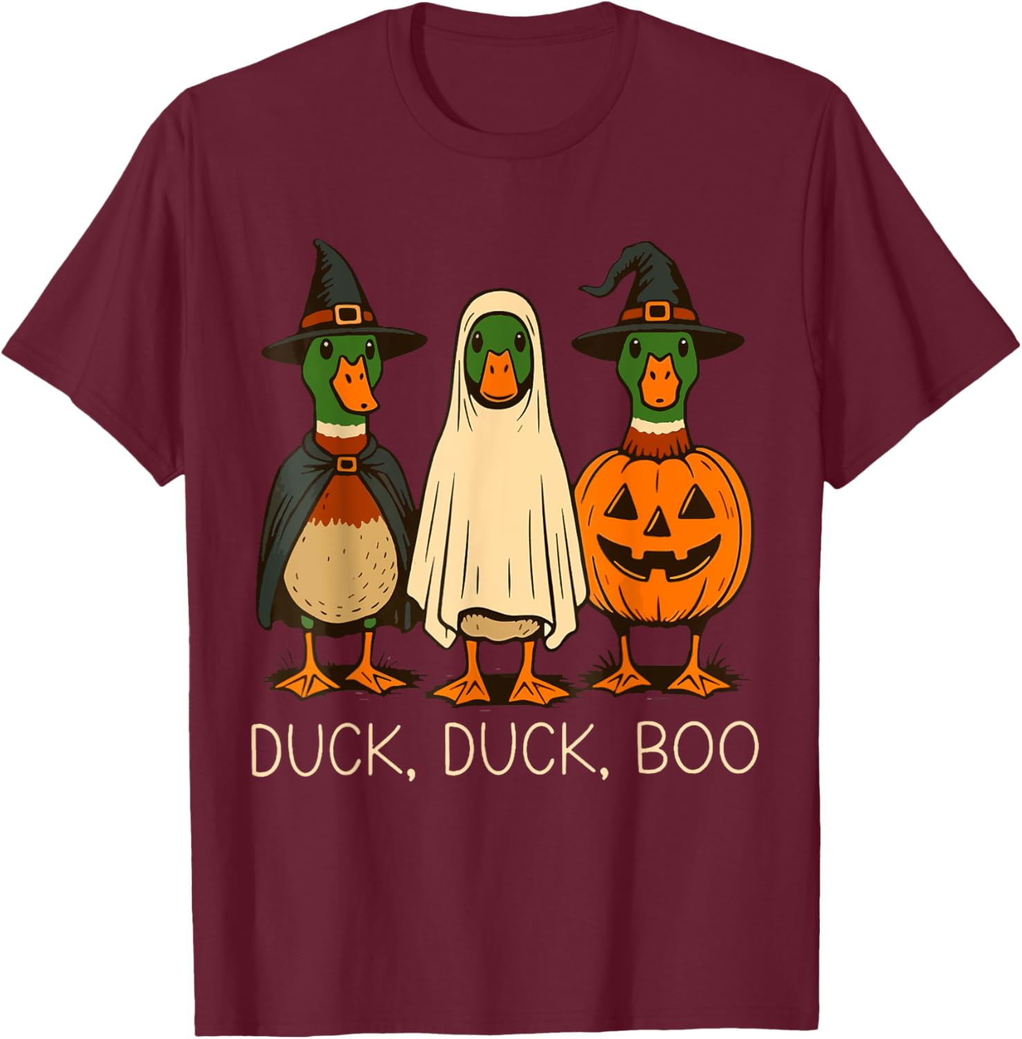 Cute Duck Duck Boo Halloween Pumpkin T-Shirt for Fall Fun - 2