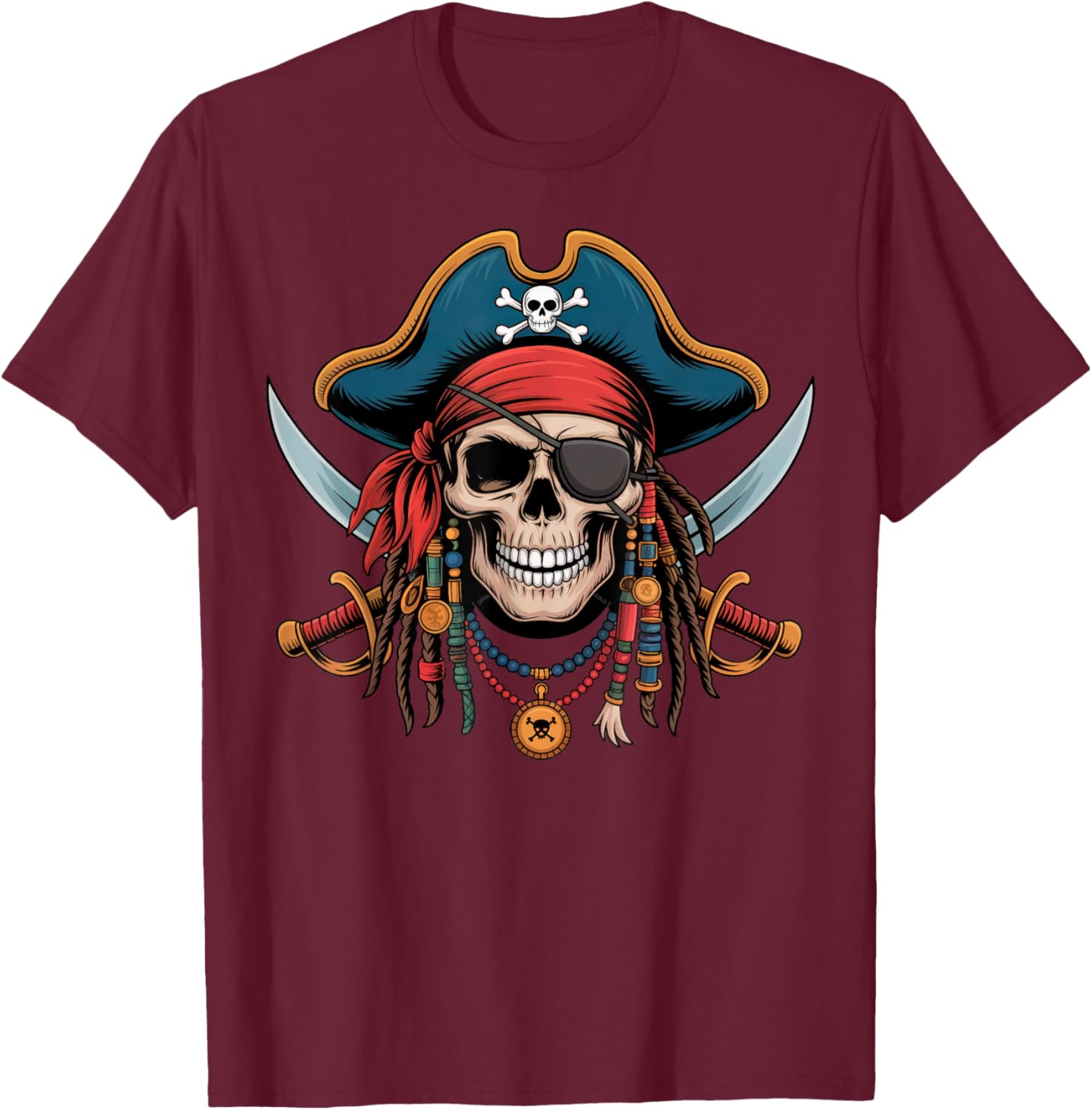 Pirate Skull and Crossbones Skeleton Halloween T-Shirt for Men and Boys - 20