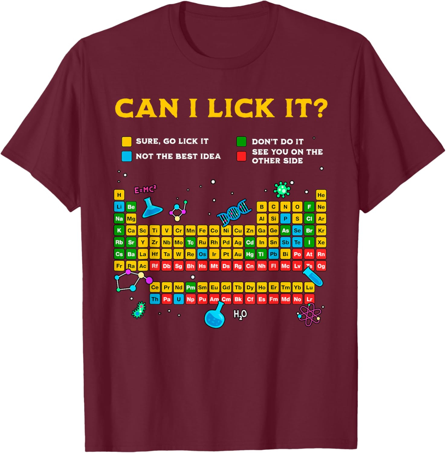 Funny Can I Lick It Periodic Table T-Shirt for Science Teachers and Students - 1