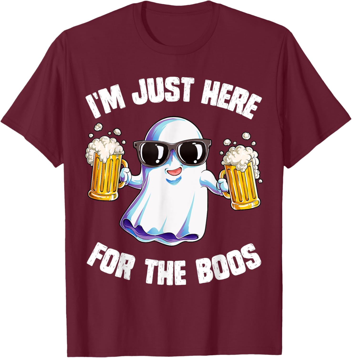 Funny Halloween Ghost T-Shirt for Men and Women I'm Just Here For The Boos - 16
