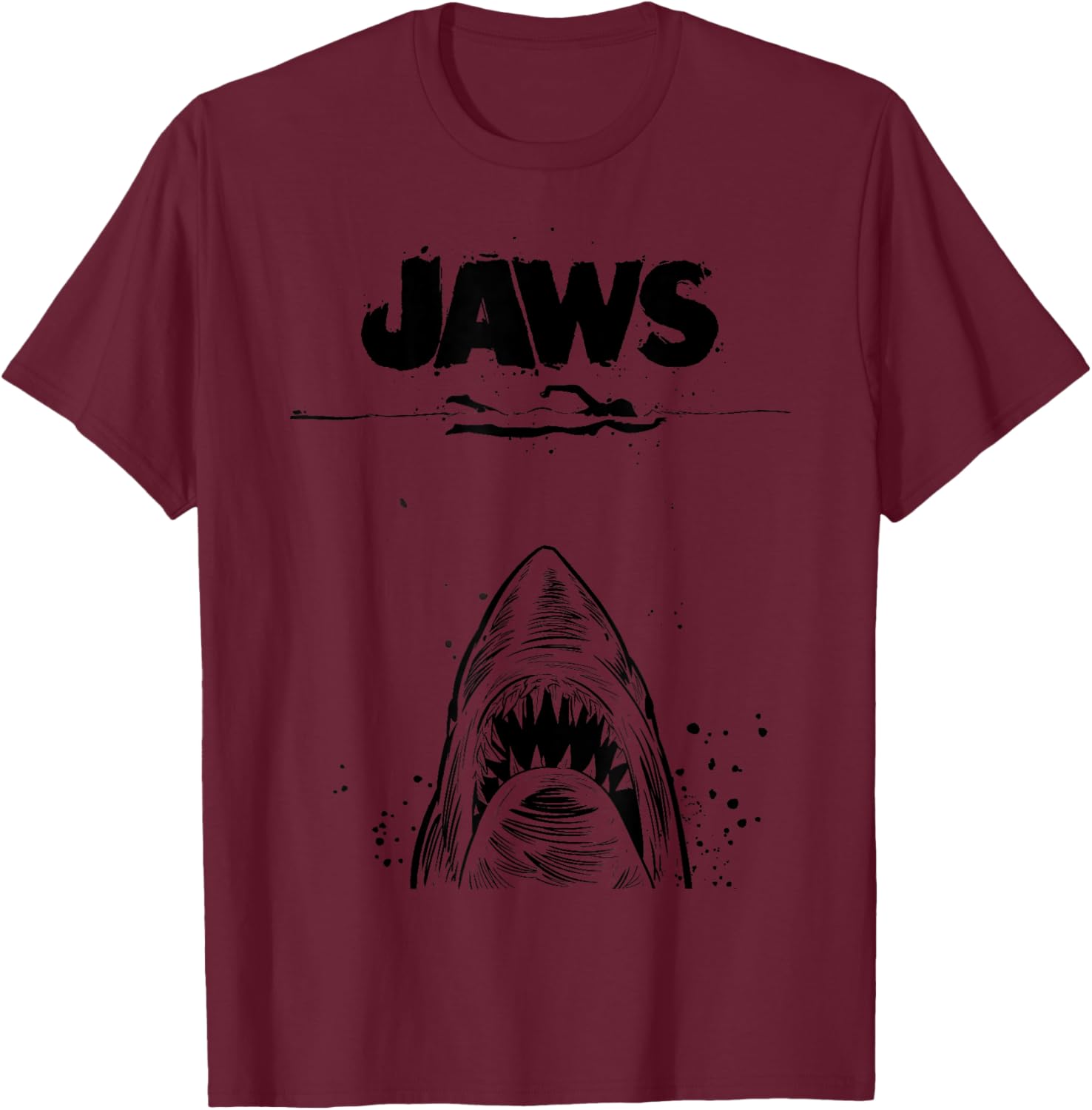 Jaws 50th Anniversary Black and White Sketch 2-Sided T-Shirt - 4