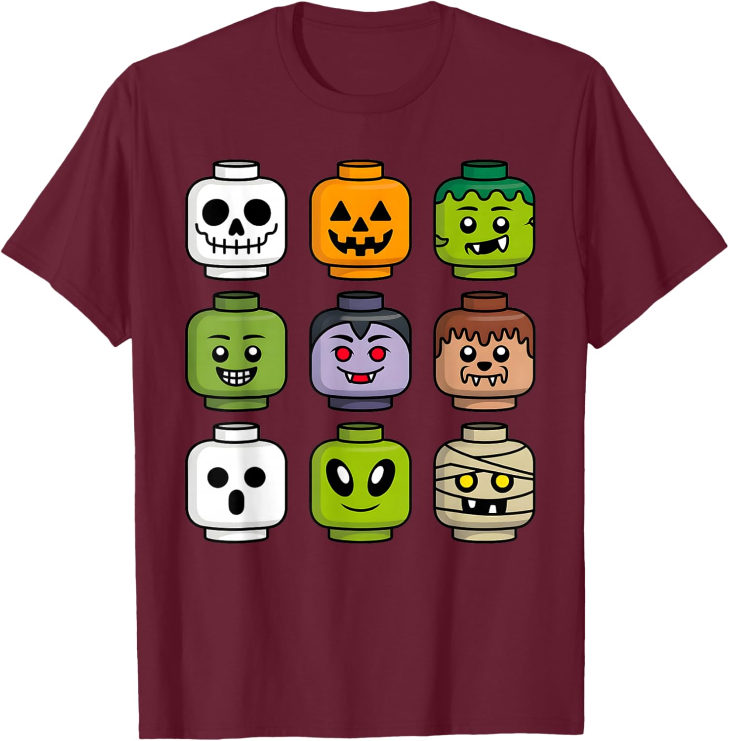 Halloween Building Brick T-Shirt for Boys with Pumpkin Ghost and Zombie Design - 18