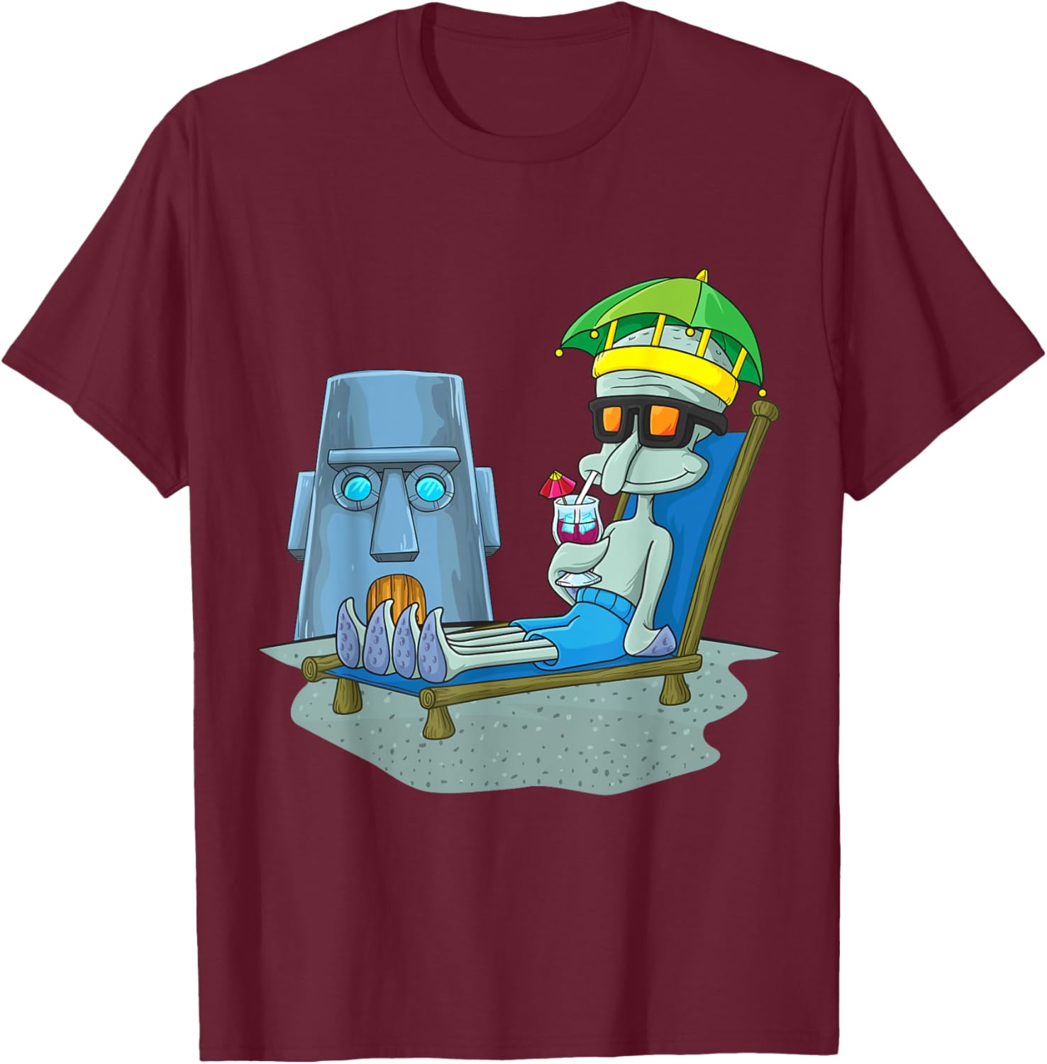 Mademark x SpongeBob SquarePants Squidward Sunbathing T-Shirt for Fans - 11