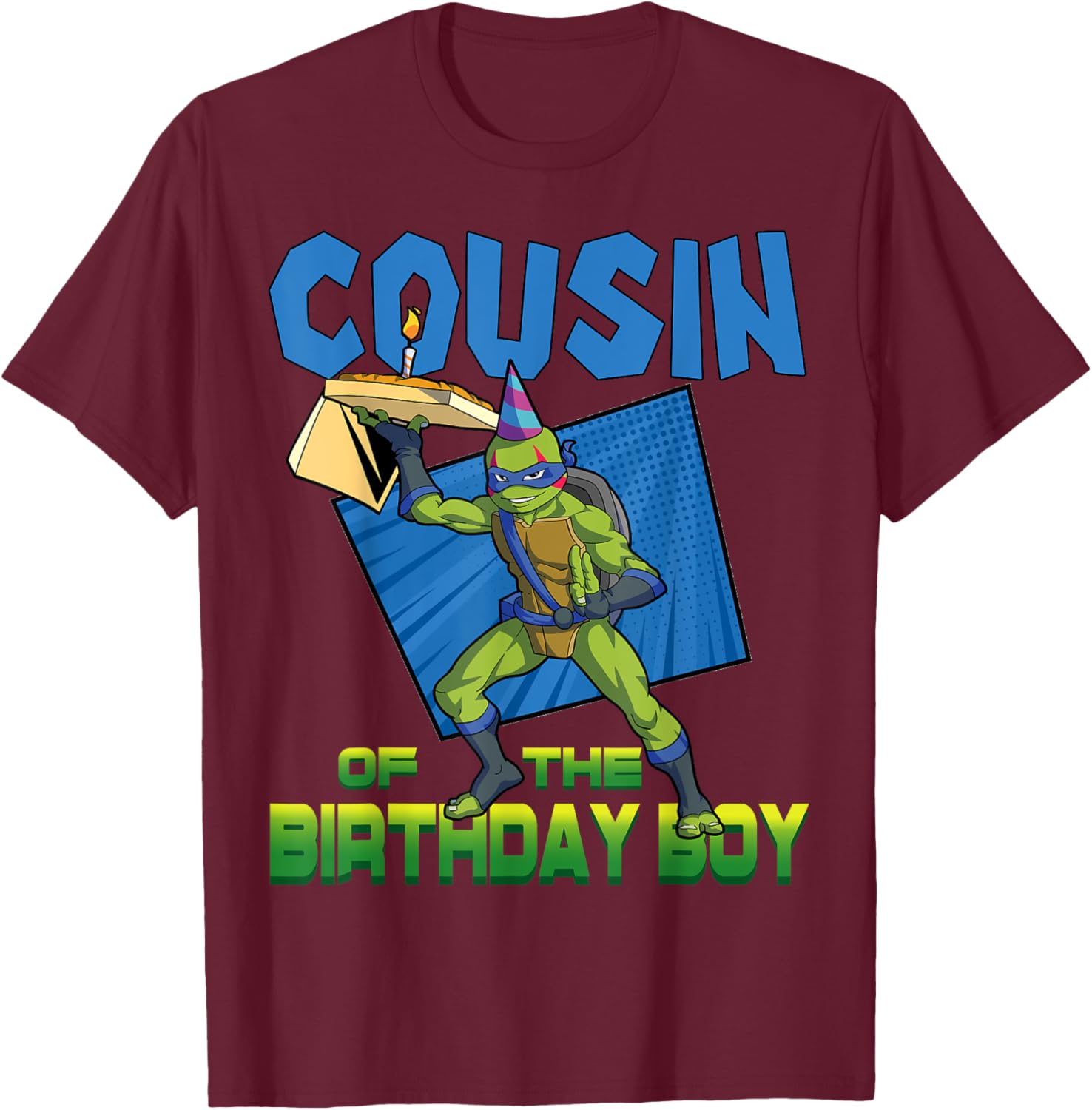 Leo Cousin of the Birthday Boy Pizza Party T-Shirt for TMNT Fans - 25