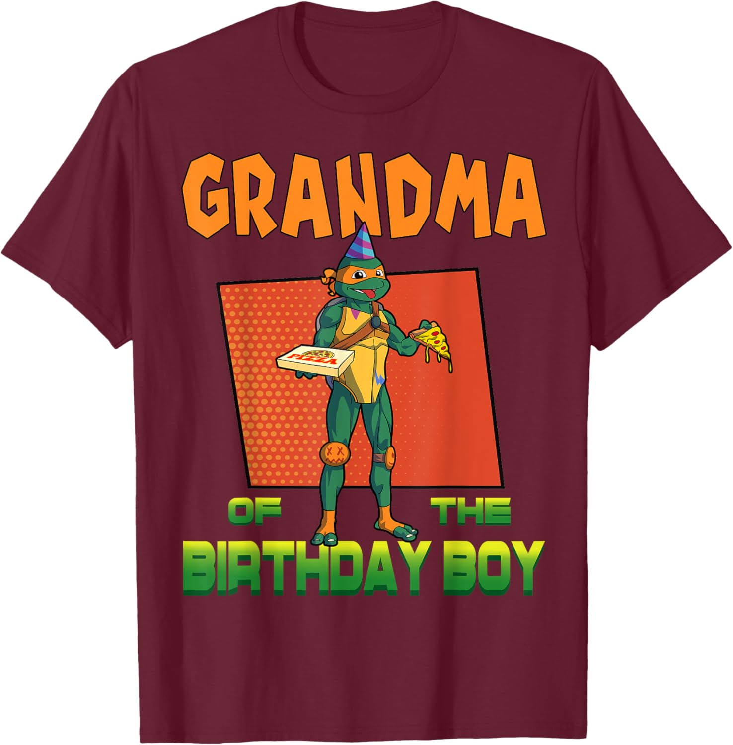Mademark TMNT Mikey Grandma Birthday Boy Pizza Party T-Shirt for Kids - 15