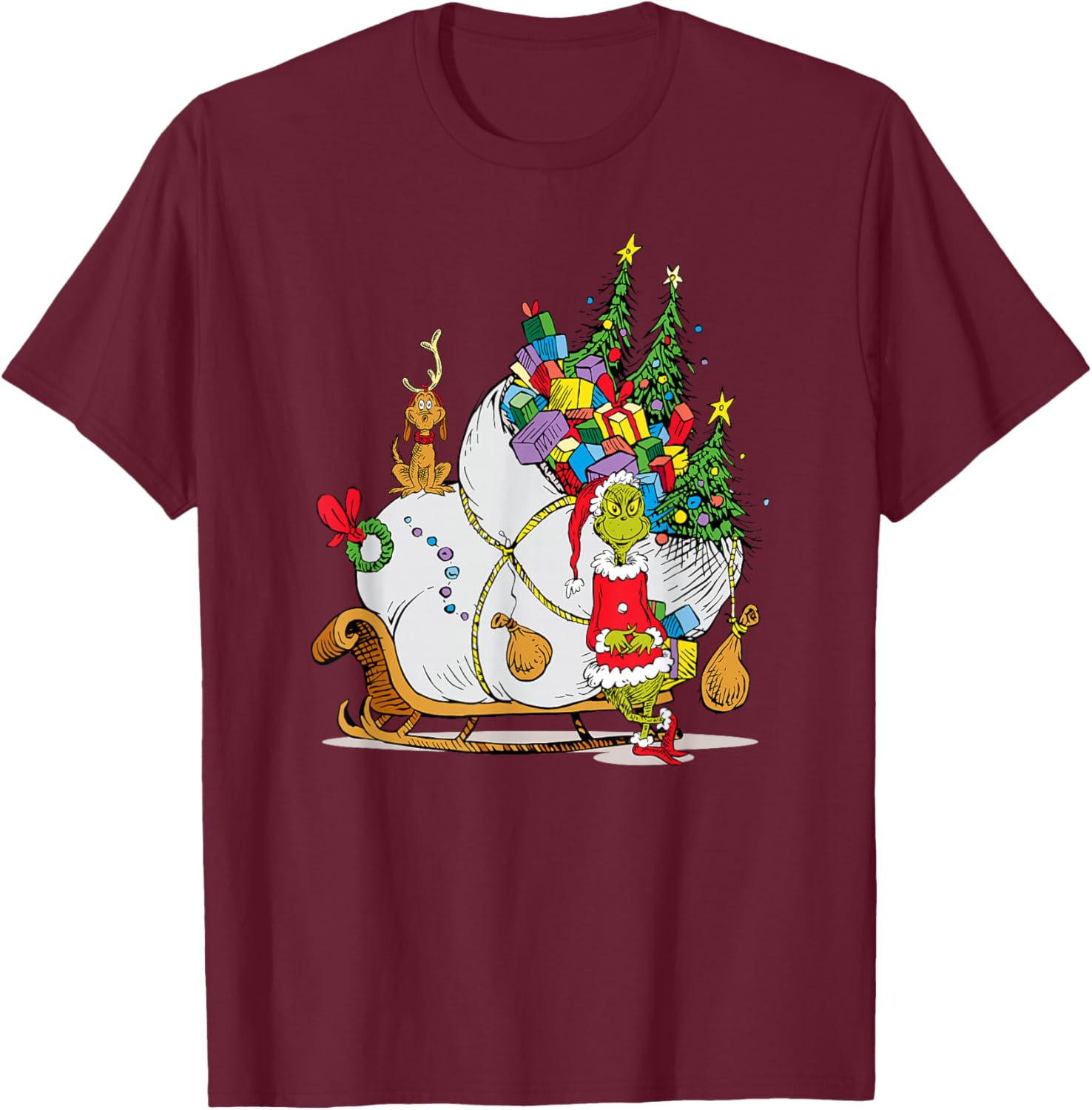 Dr. Seuss Grinch Sleigh T-Shirt - Fun Christmas Apparel for Everyone - 18