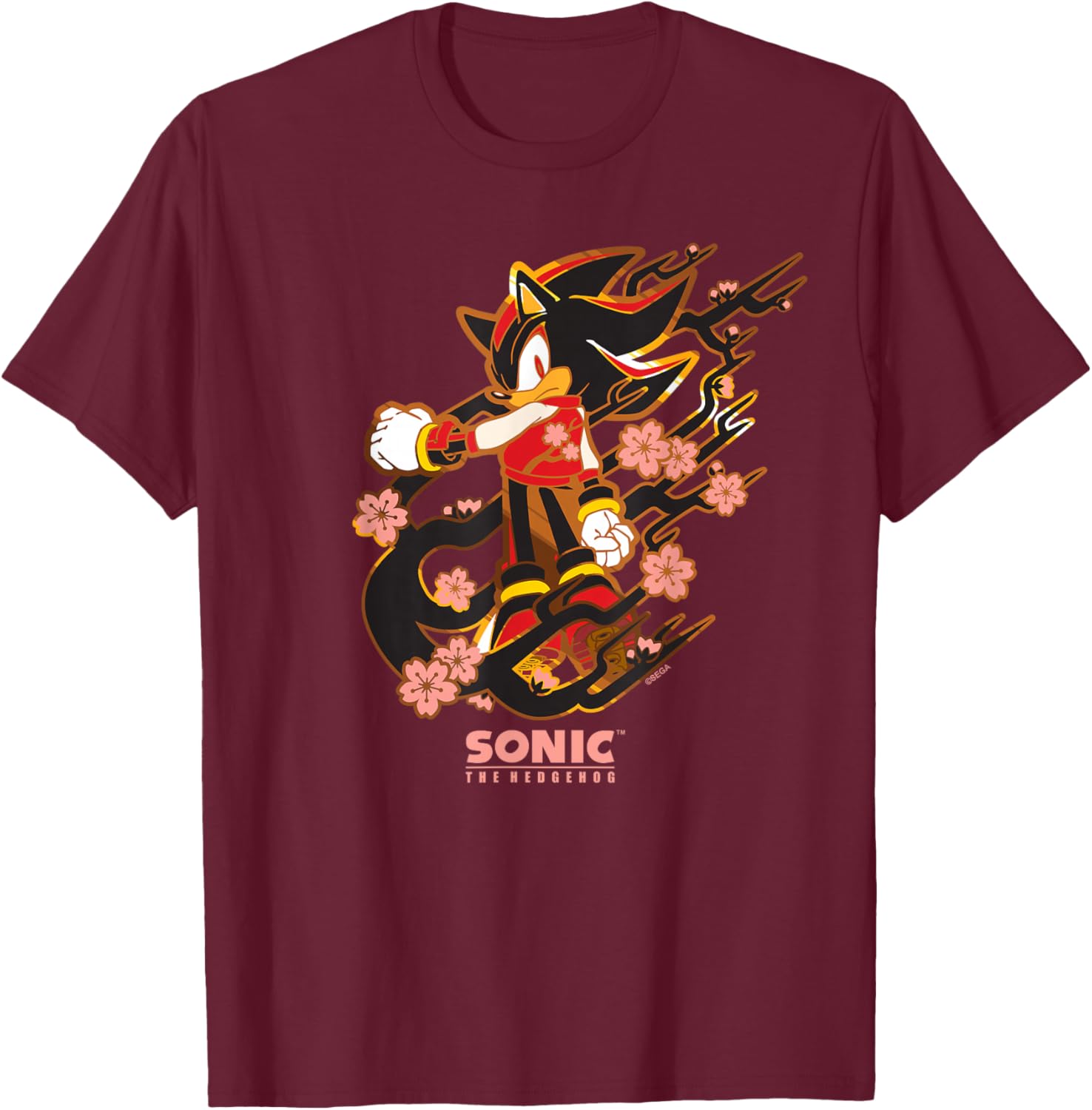 Sonic the Hedgehog Shadow T-Shirt with Cherry Blossoms Design - 4