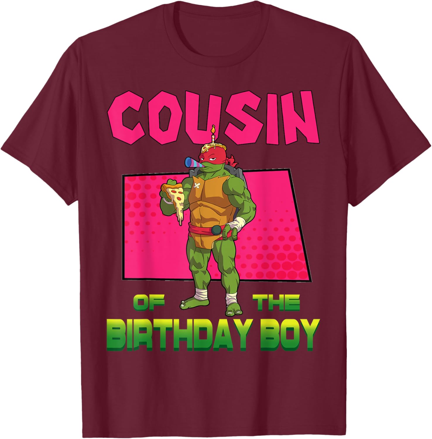 Mademark Teenage Mutant Ninja Turtles Raphael Birthday Pizza Party T-Shirt - 13