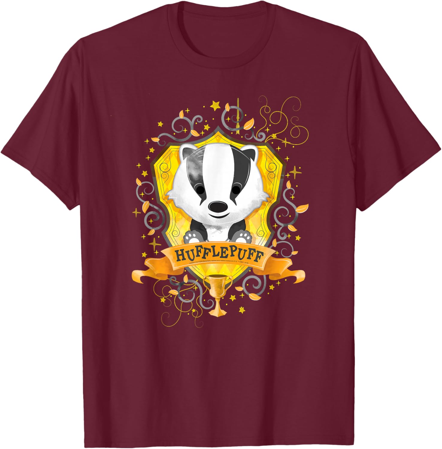 Harry Potter Hufflepuff Crest Watercolor T-Shirt for Fans and Collectors - 2