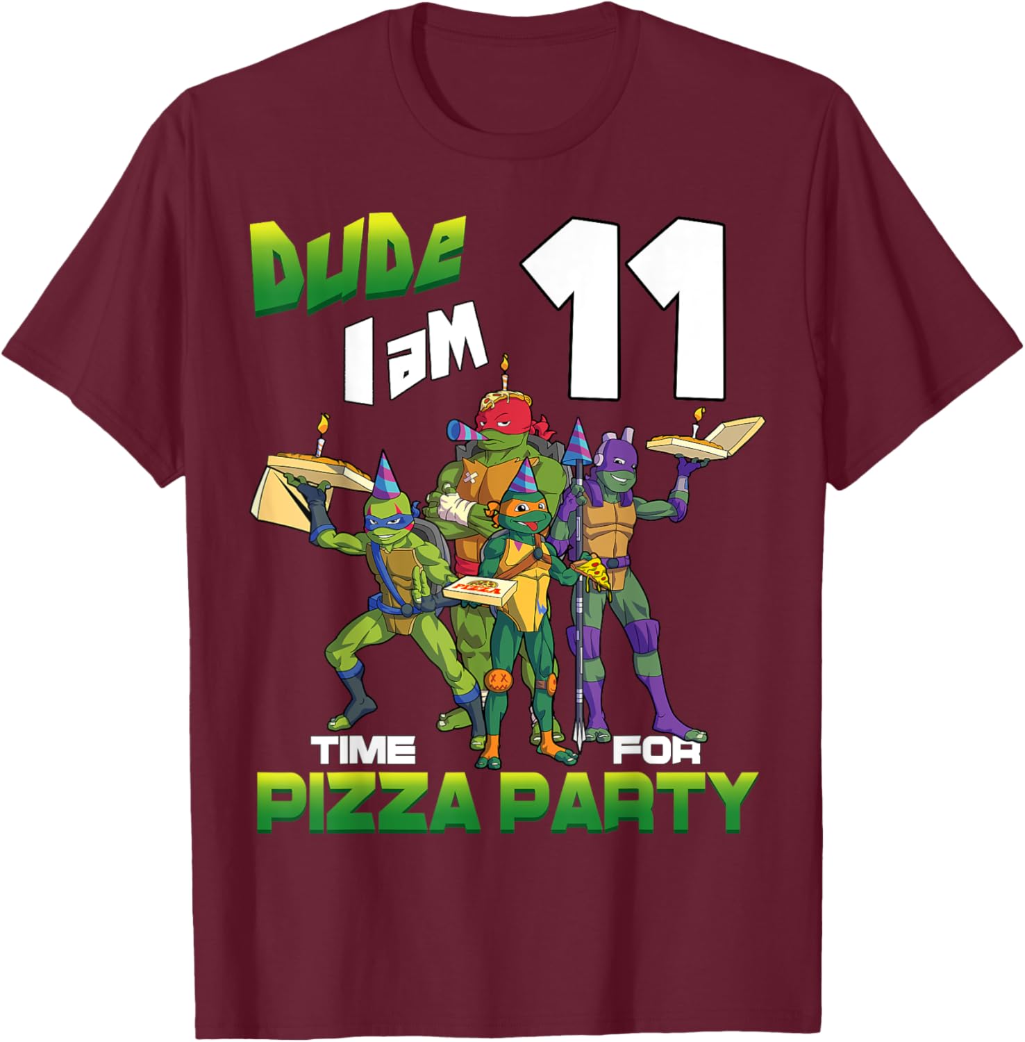 Mademark Teenage Mutant Ninja Turtles Pizza Birthday T-Shirt for Ages 11 - 13