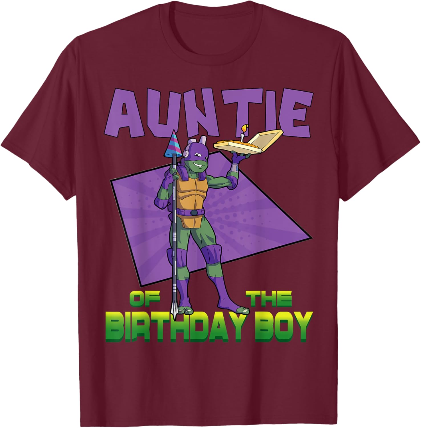 Mademark TMNT Donnie Auntie Birthday Pizza Party T-Shirt for Kids - 1