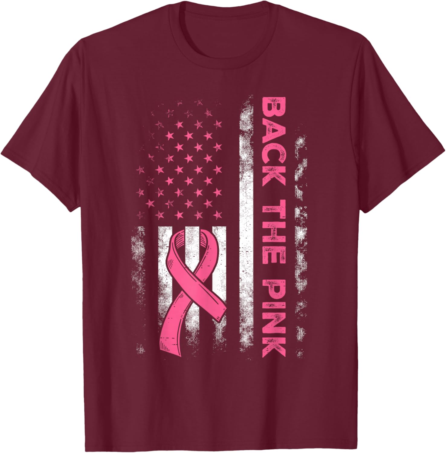 Back The Pink US Flag Breast Cancer Awareness T-Shirt for All Ages - 7