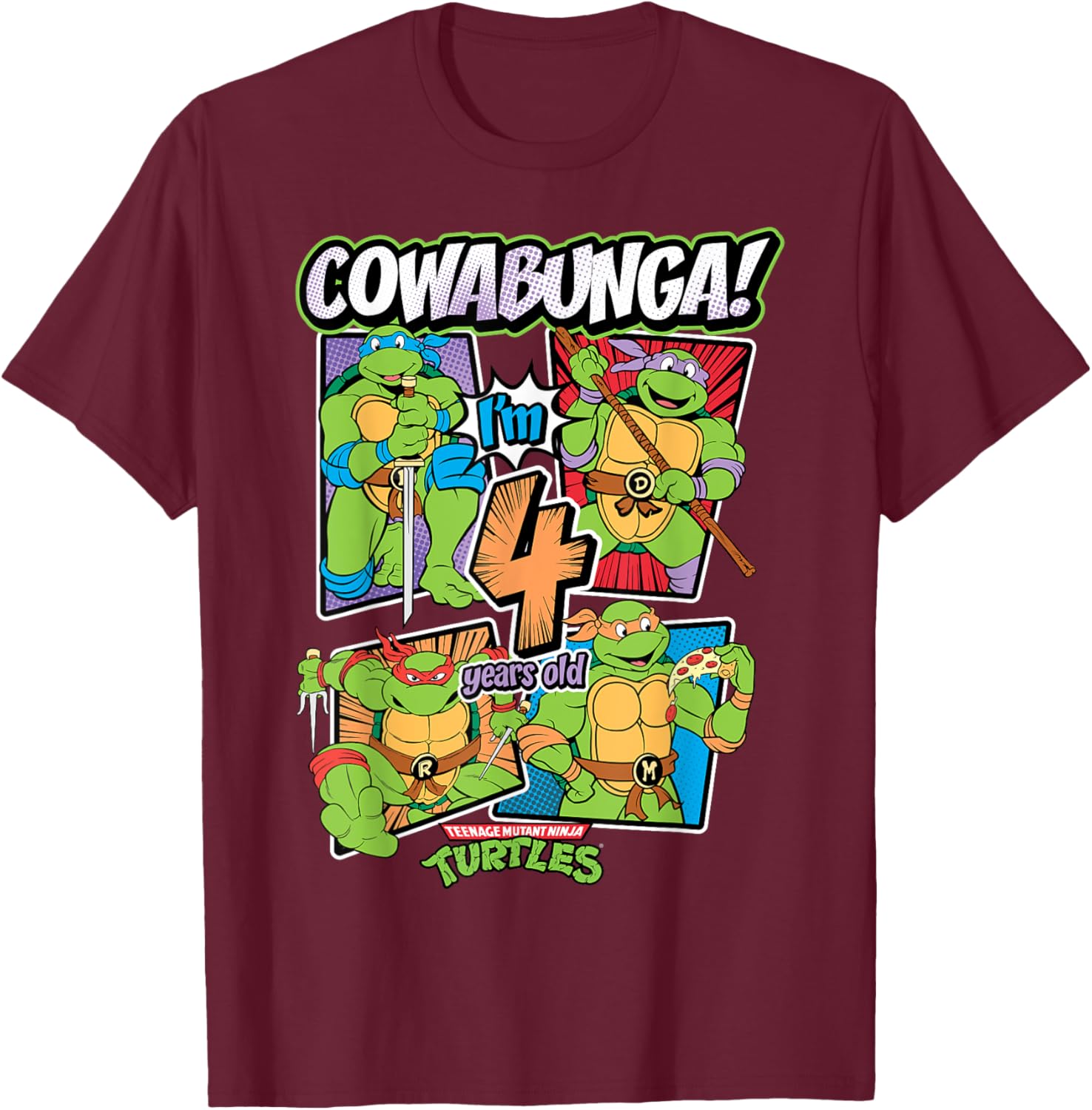 Cowabunga I'm 4 Years Old TMNT T-Shirt for Kids - Fun Ninja Turtles Apparel - 17